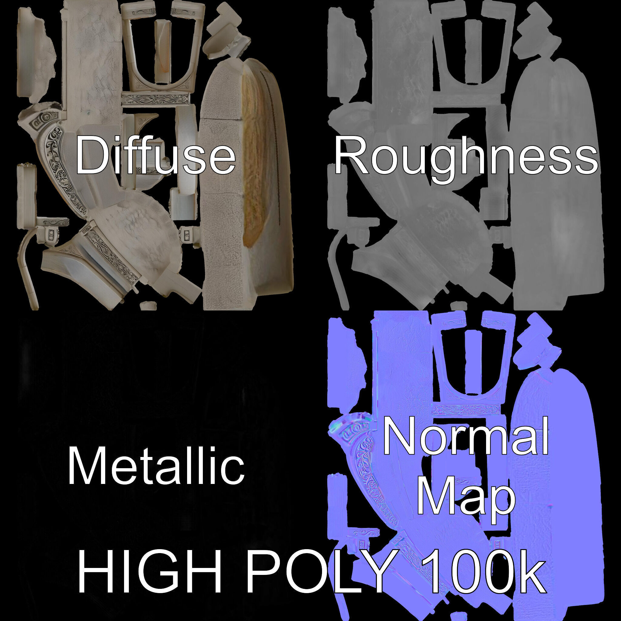 Ornate Stone Archway Model Pack Low-poly 3D model_3