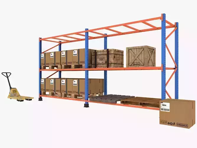 Pallet Jack and Racking Low-poly 3D model