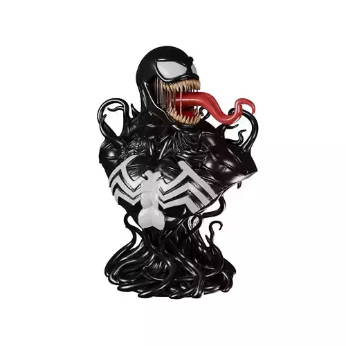 Venom Bust 3D Model Stylized Symbiote Sculpture for 3D Printing