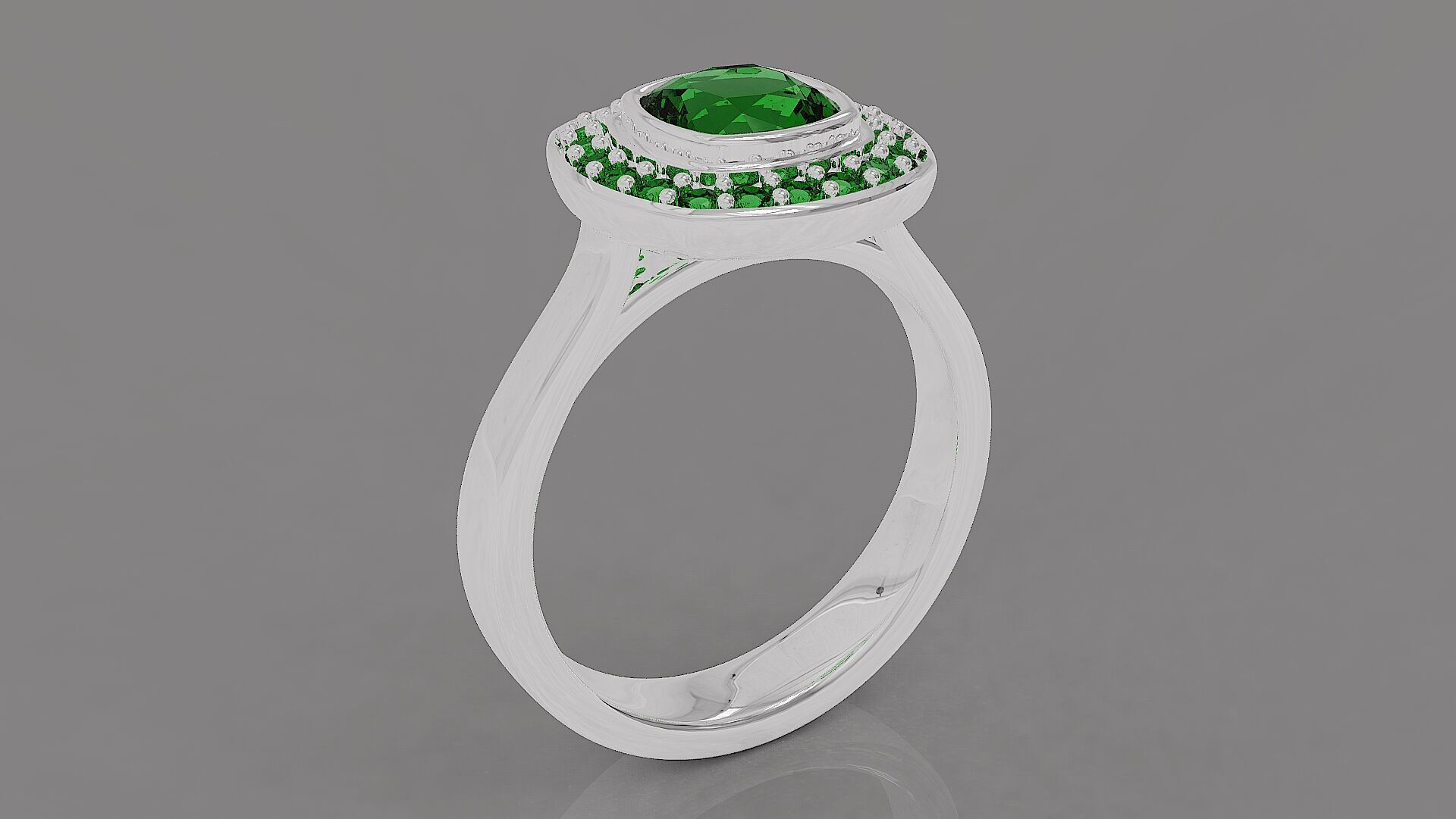 Cathedral style bezel set cushion square shape diamond halo ring 3D print model_16