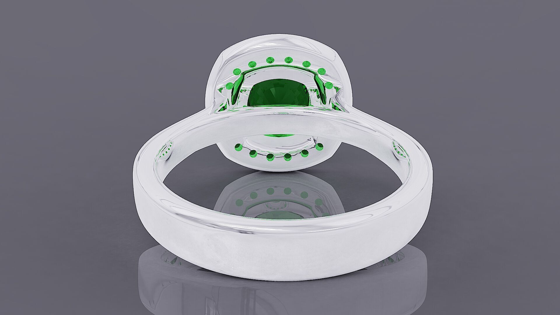 Cathedral style bezel set cushion square shape diamond halo ring 3D print model_18