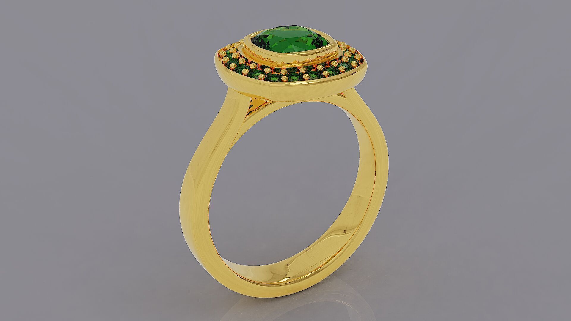 Cathedral style bezel set cushion square shape diamond halo ring 3D print model_4