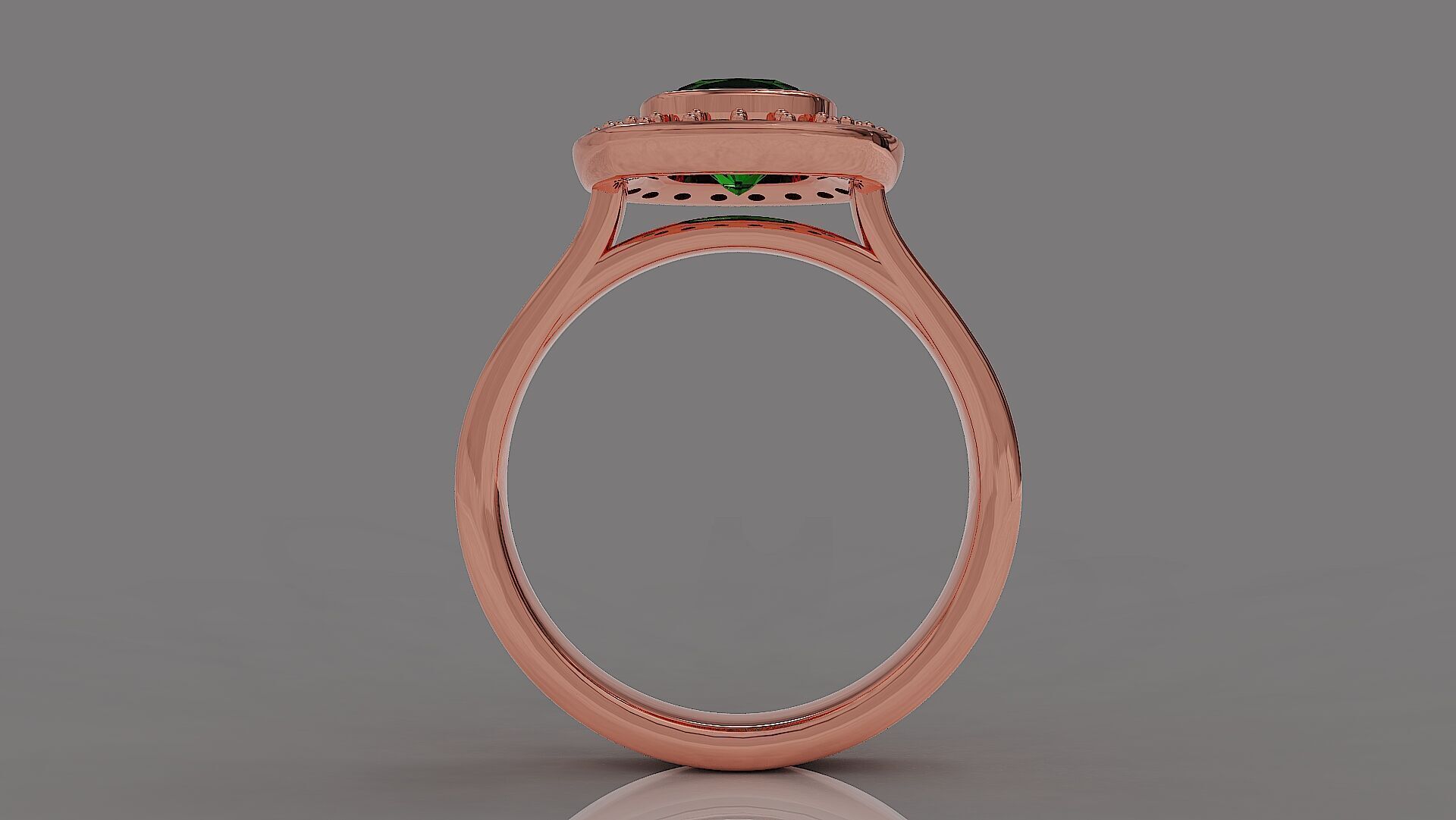 Cathedral style bezel set cushion square shape diamond halo ring 3D print model_11