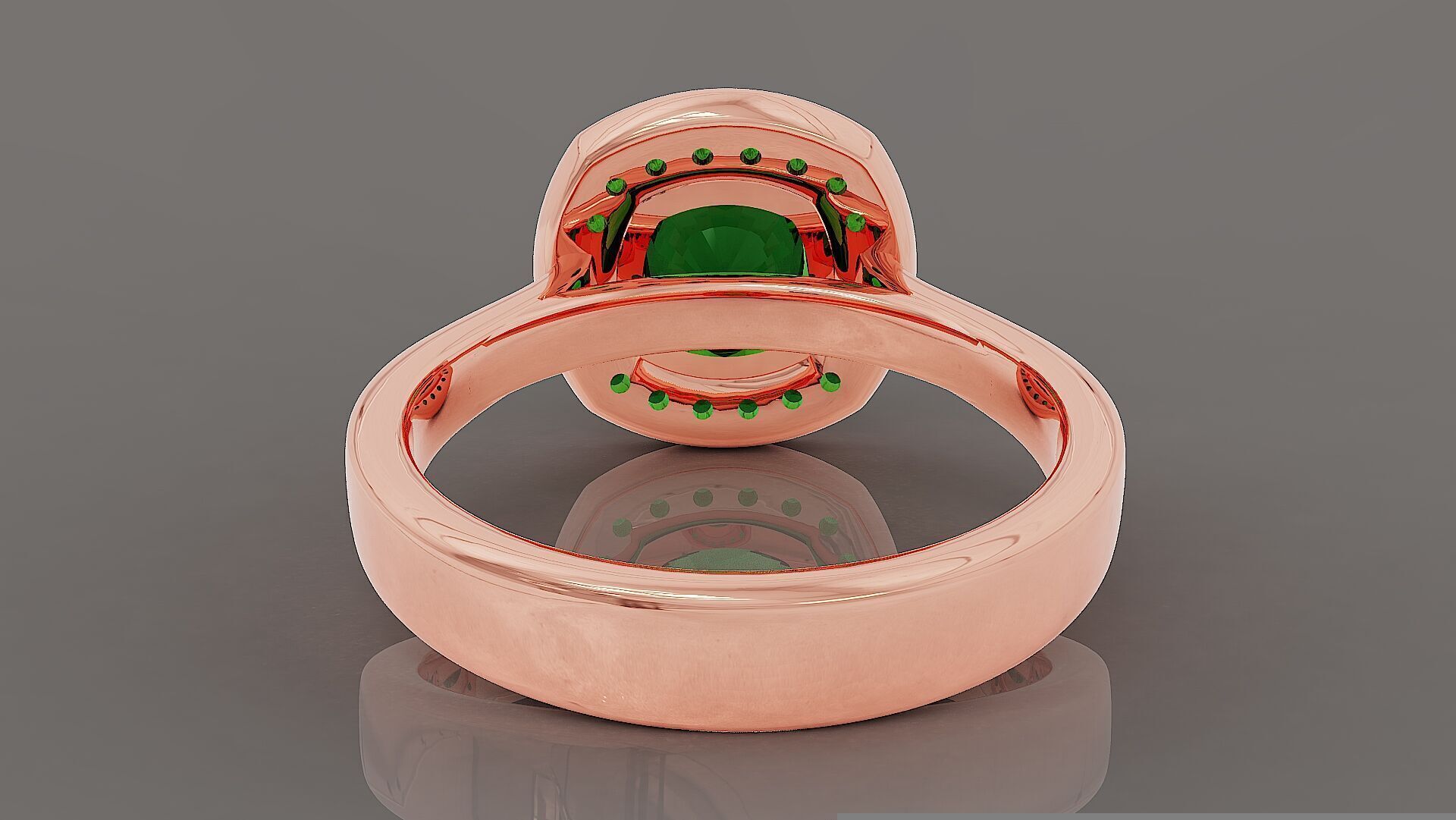 Cathedral style bezel set cushion square shape diamond halo ring 3D print model_12