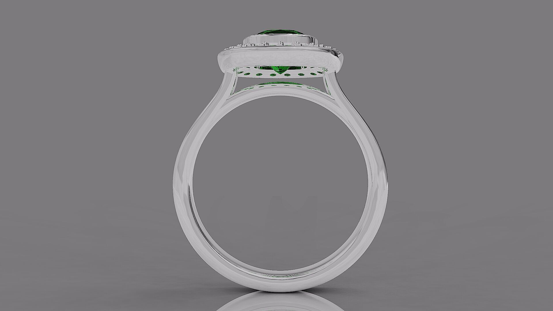 Cathedral style bezel set cushion square shape diamond halo ring 3D print model_17