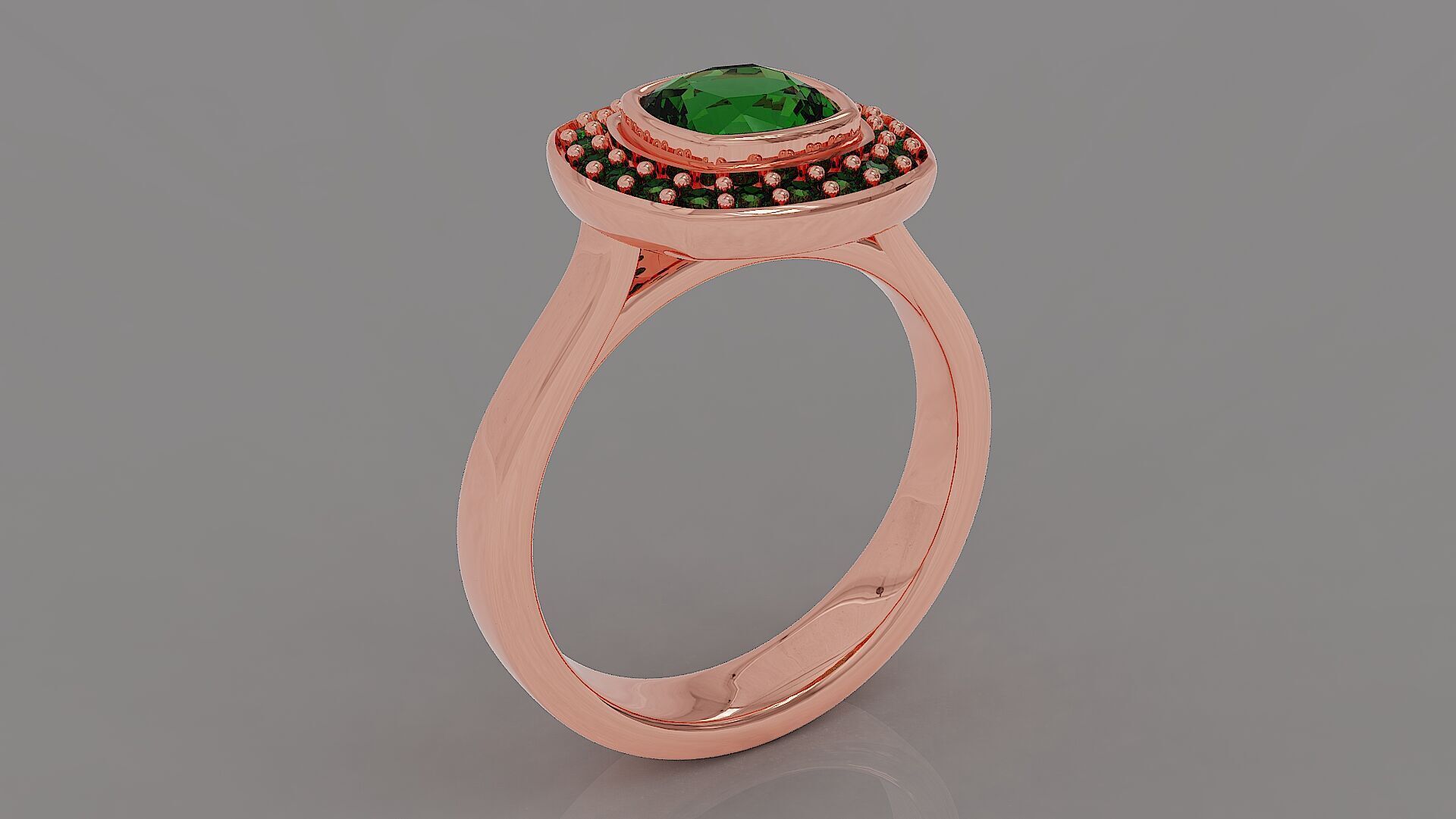 Cathedral style bezel set cushion square shape diamond halo ring 3D print model_10