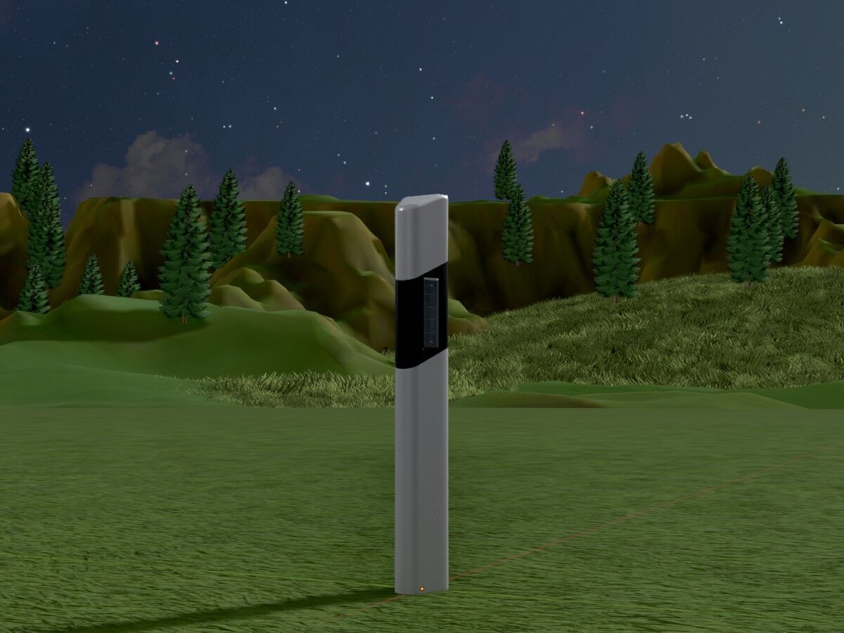 Delineator with wildlife warning reflector white L Low-poly 3D model_4