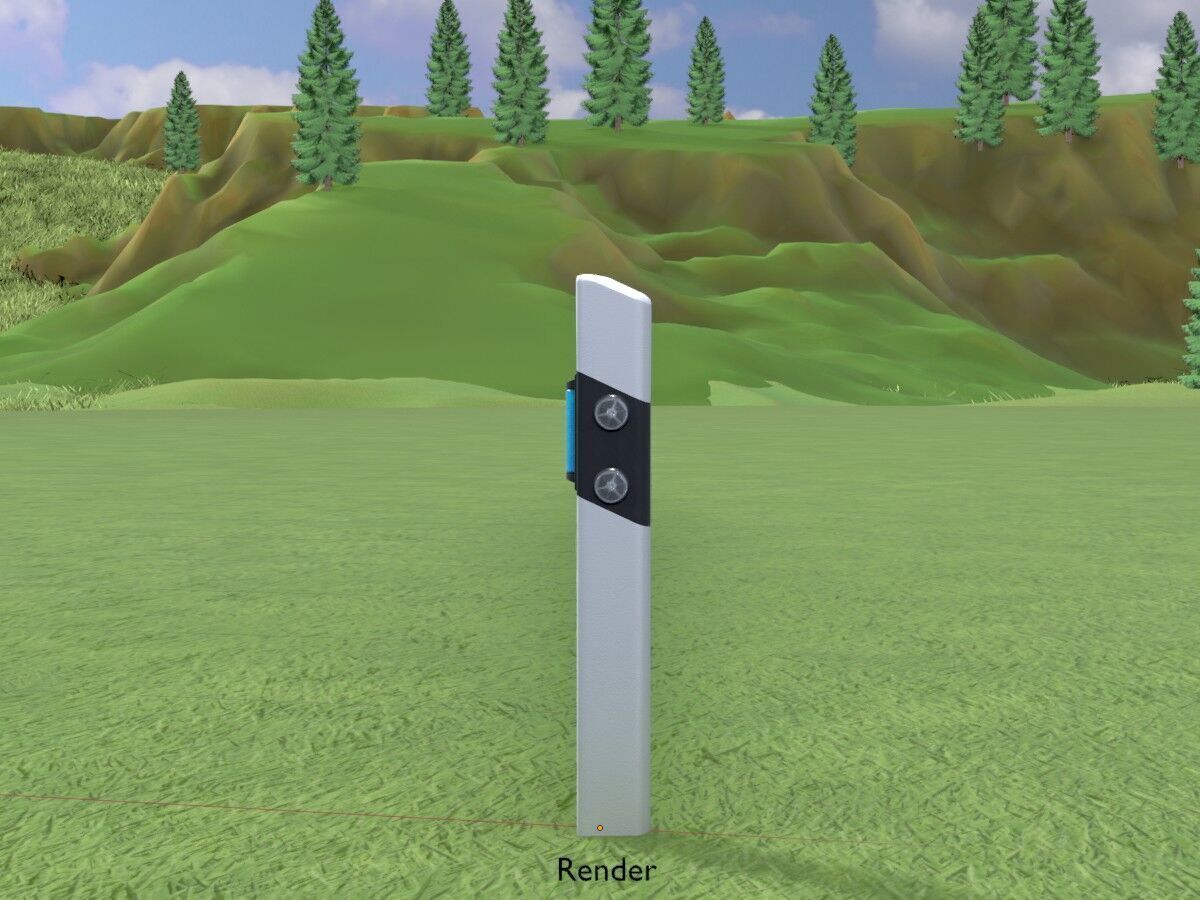 Delineator with wildlife warning reflector white L Low-poly 3D model_15