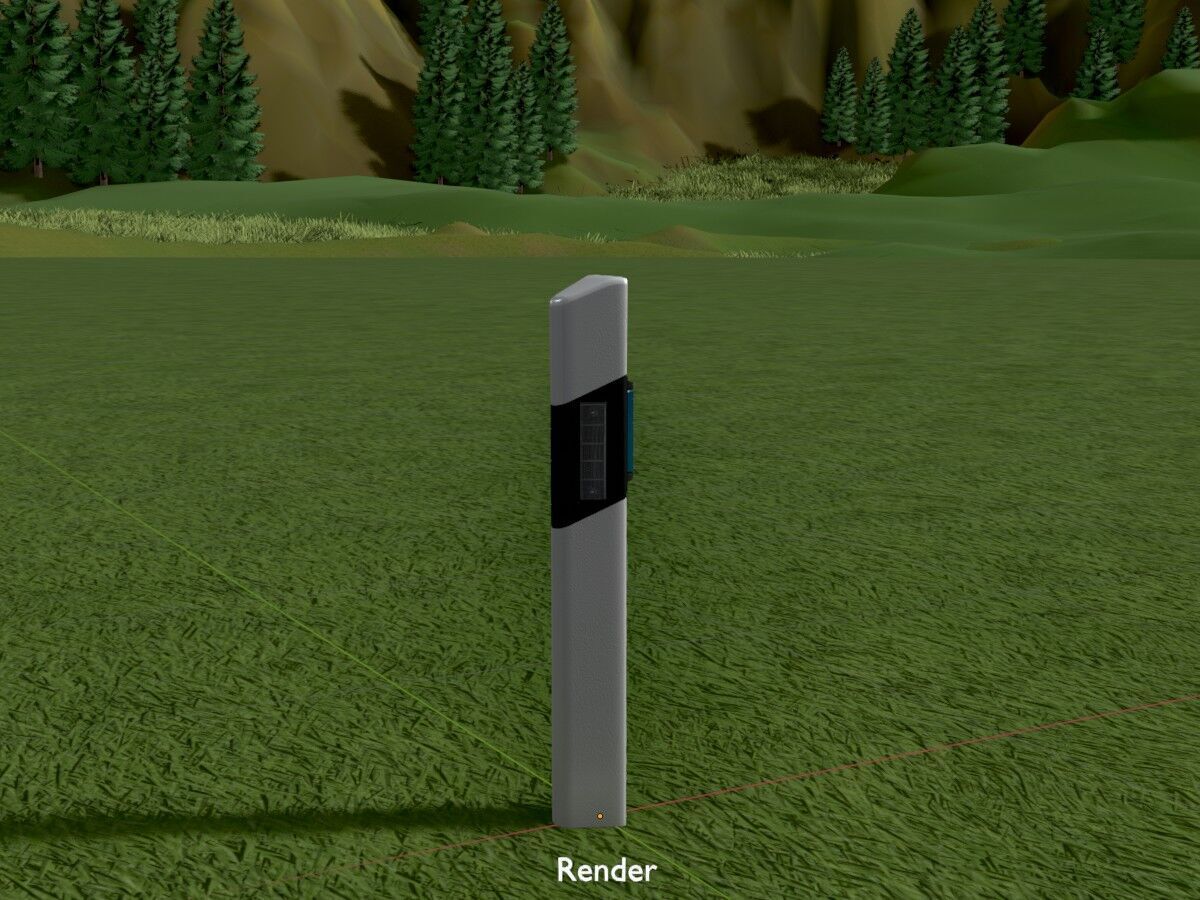 Delineator with wildlife warning reflector white L Low-poly 3D model_17