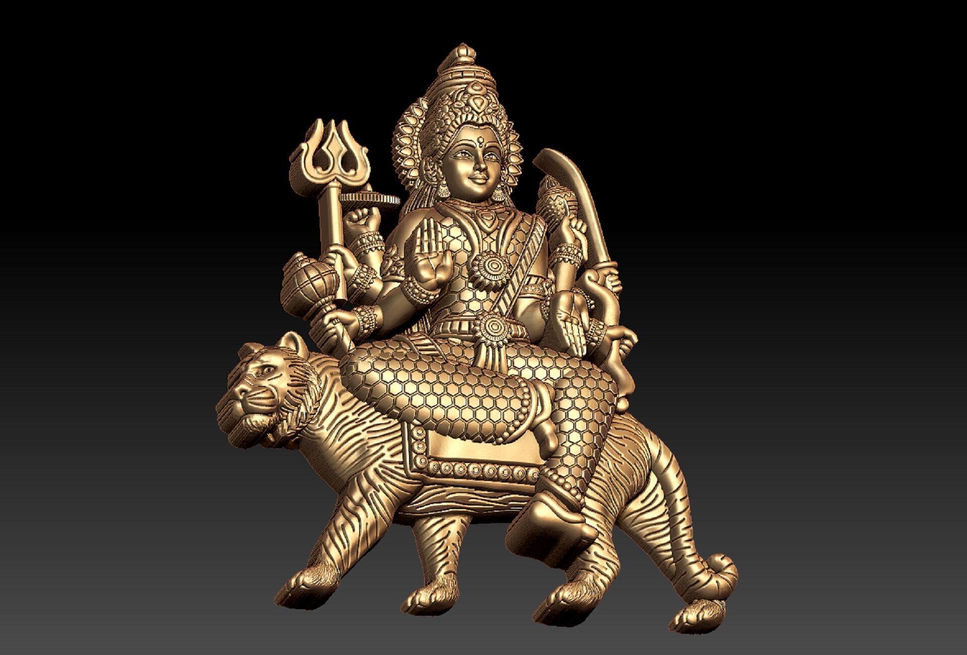 Durga maa pendent 3D print model_3