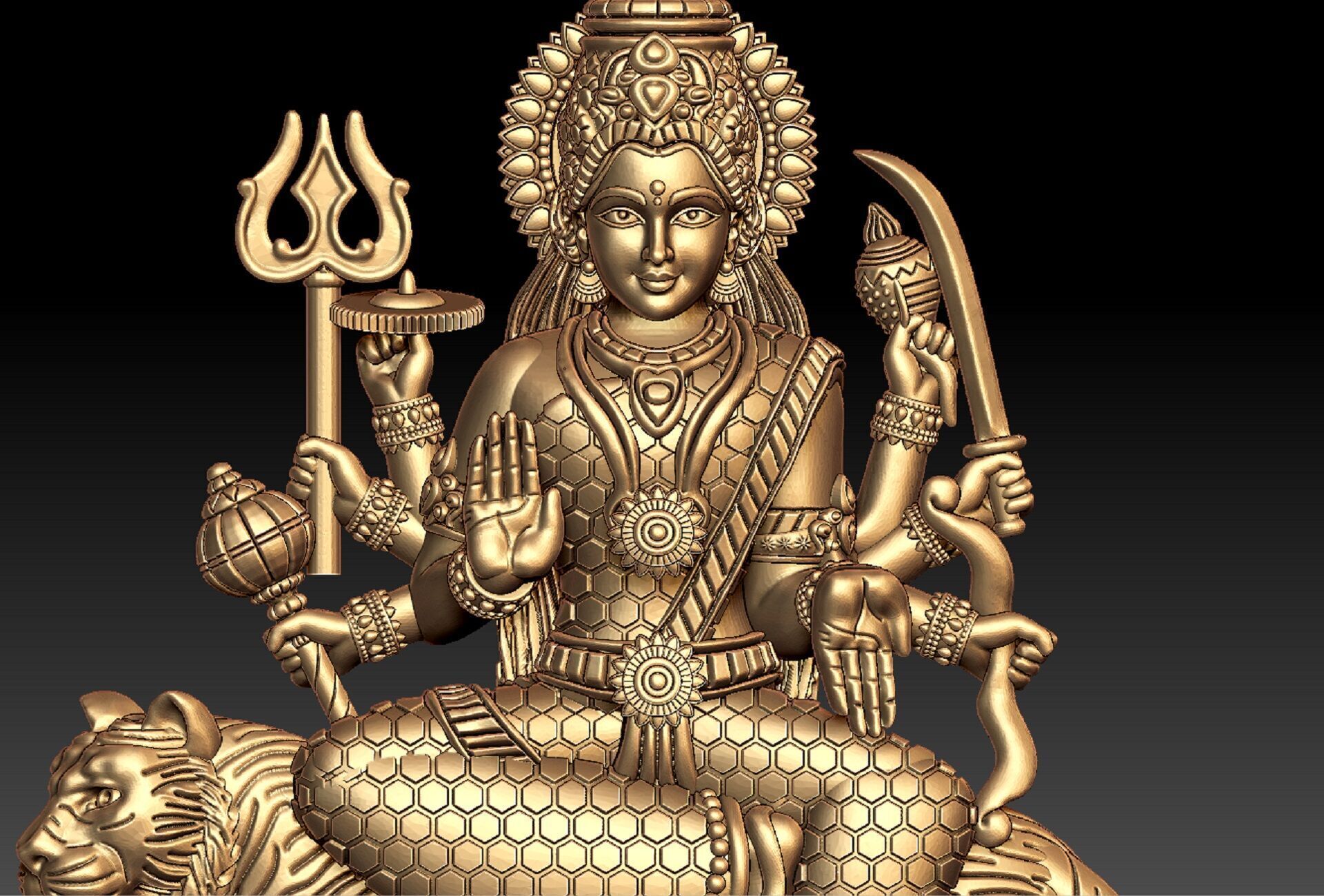 Durga maa pendent 3D print model_1