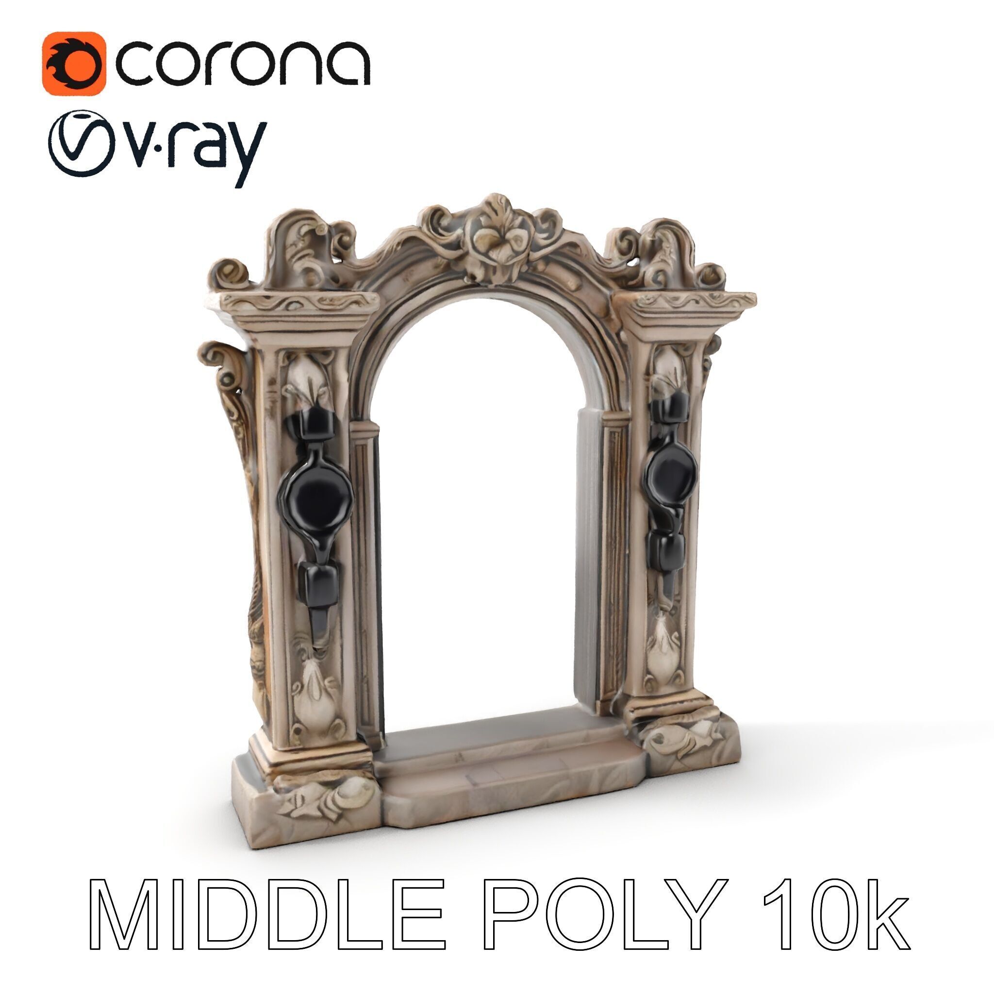 Ornate Gothic Archway Model Pack for Architectural Scenes Low-poly 3D model_6