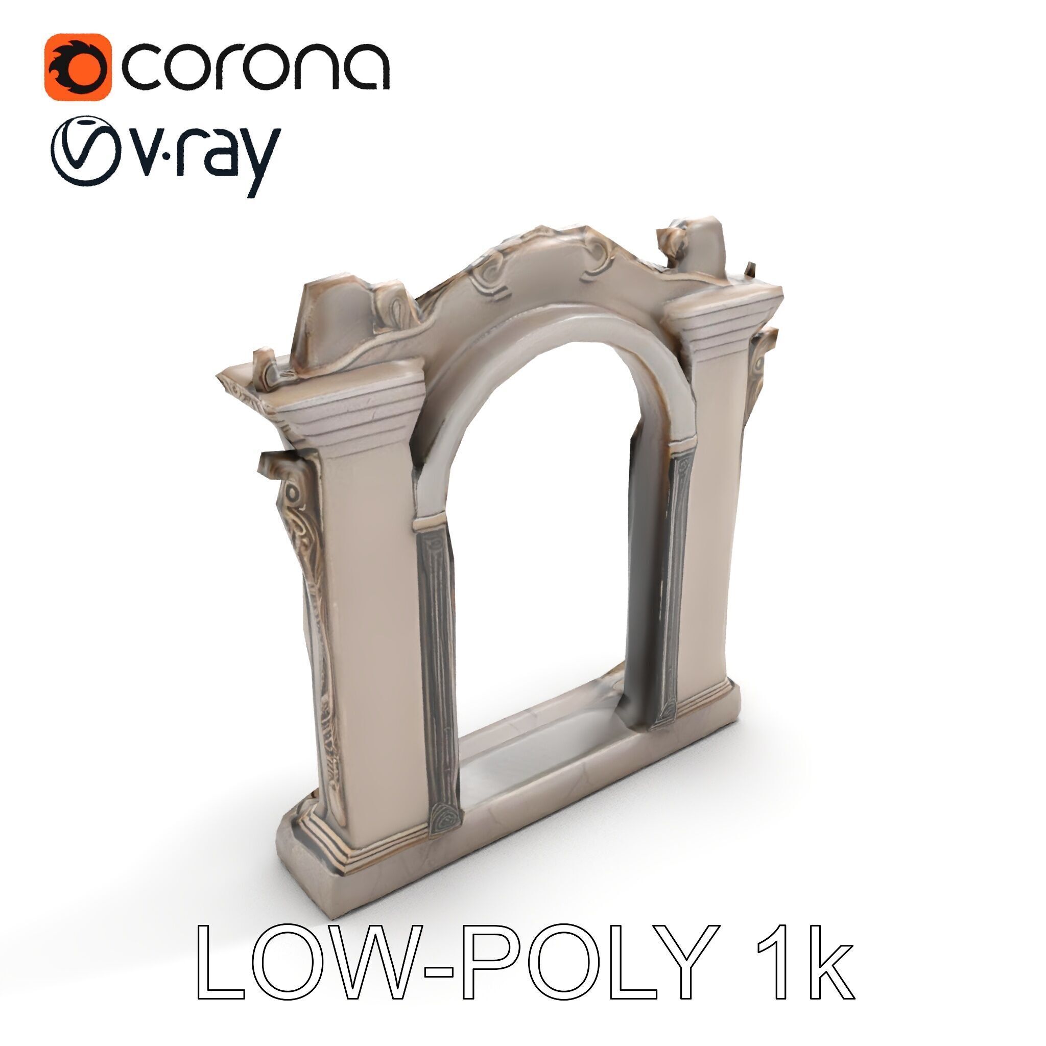 Ornate Gothic Archway Model Pack for Architectural Scenes Low-poly 3D model_7