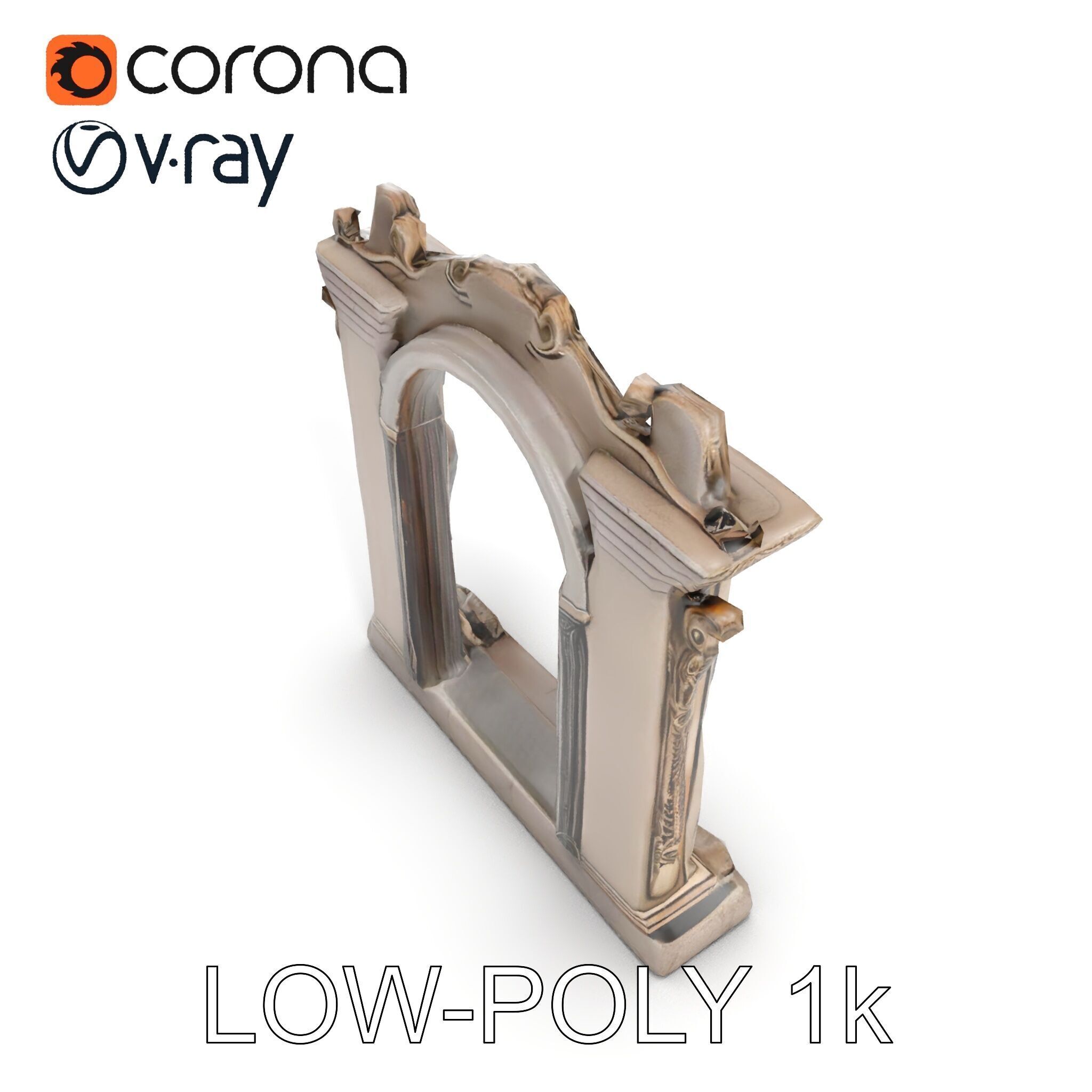 Ornate Gothic Archway Model Pack for Architectural Scenes Low-poly 3D model_12