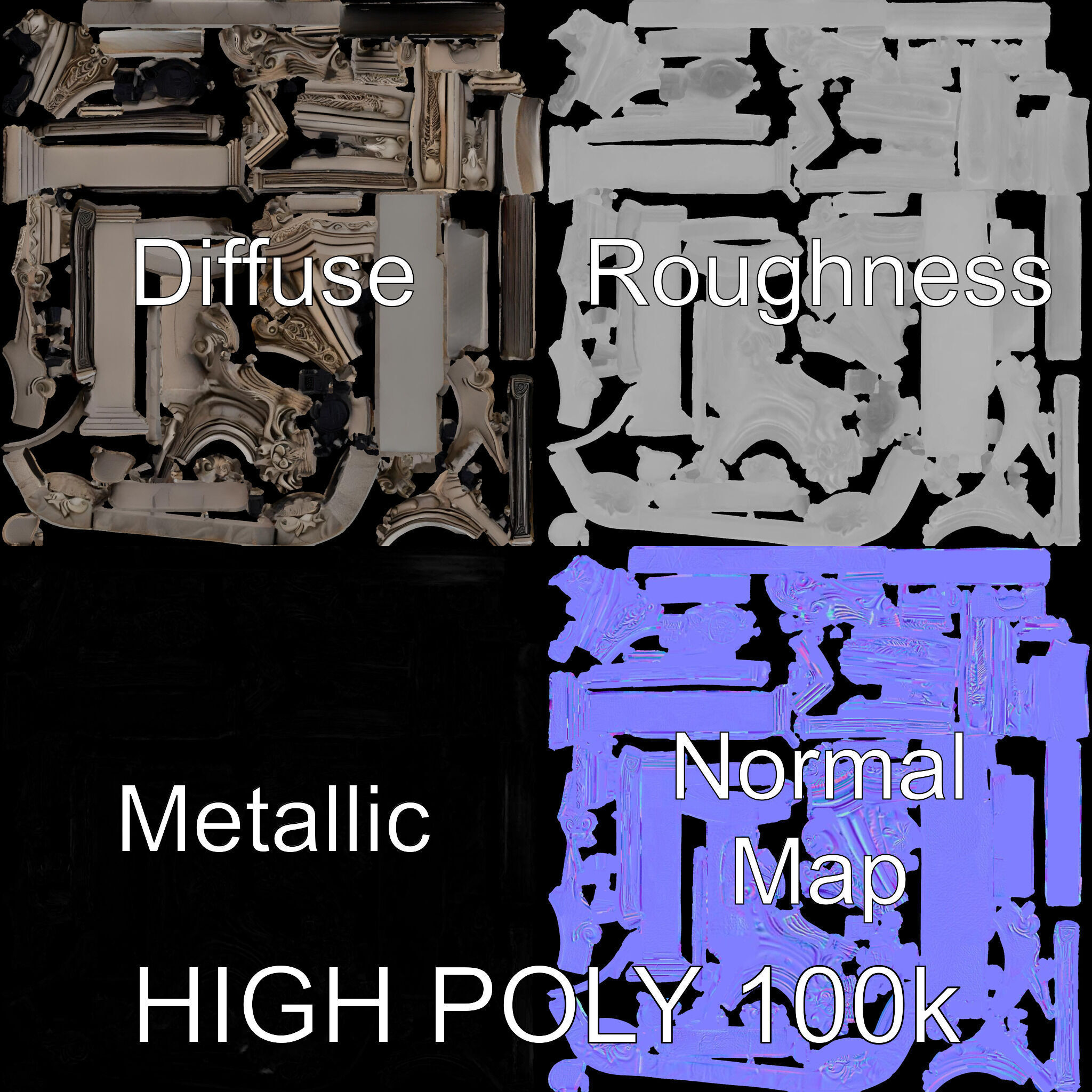 Ornate Gothic Archway Model Pack for Architectural Scenes Low-poly 3D model_3