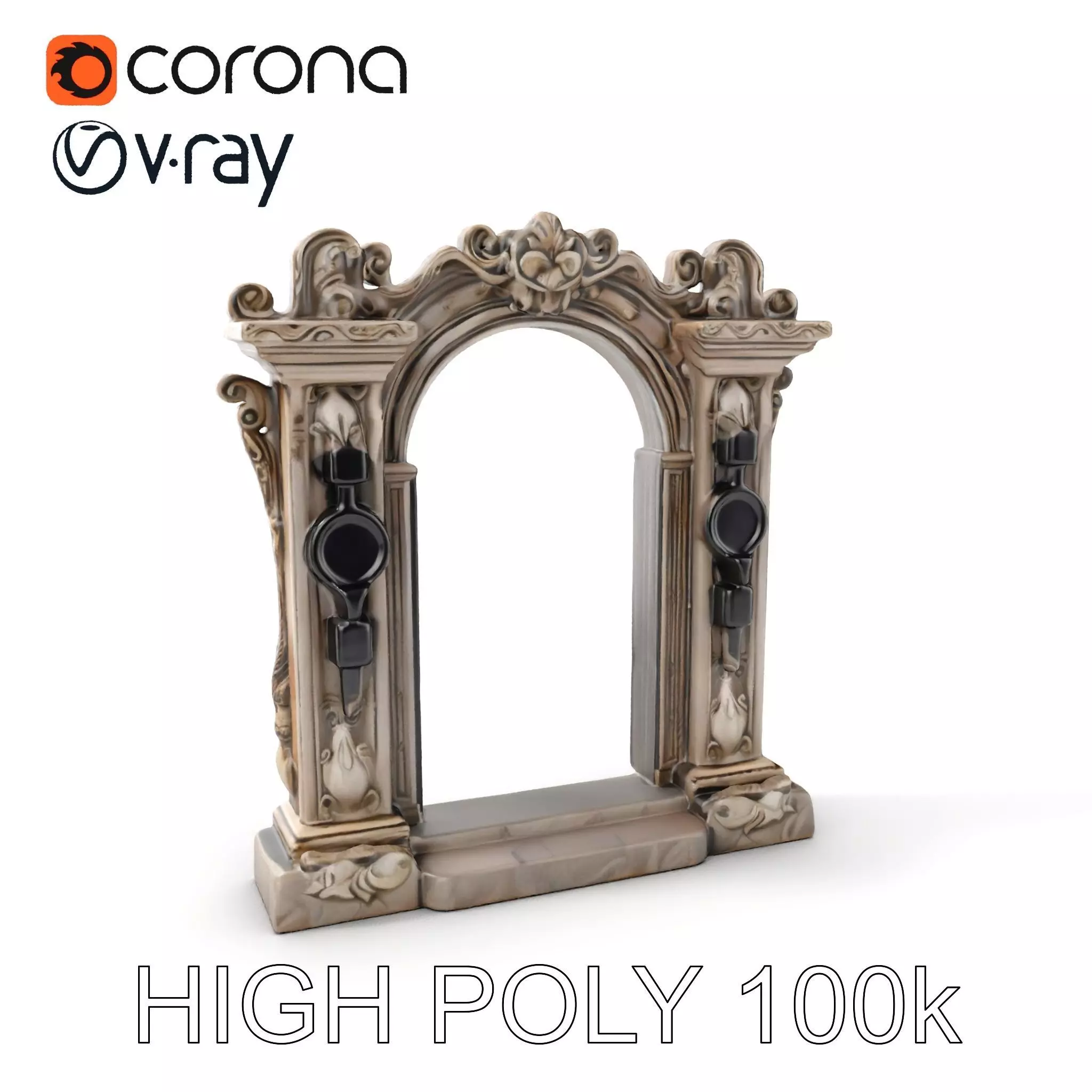Ornate Gothic Archway Model Pack for Architectural Scenes Low-poly 3D model_0