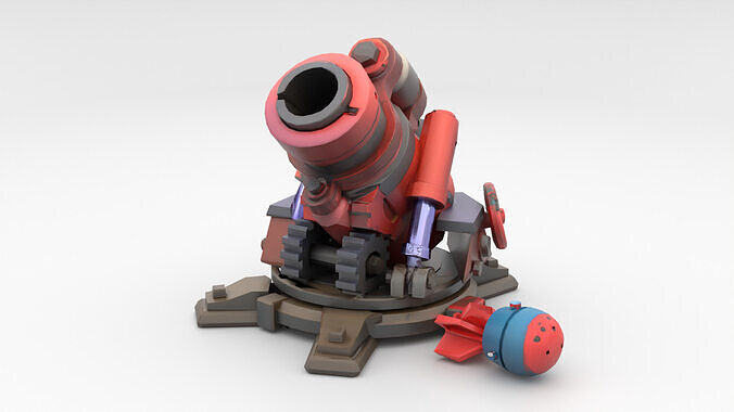 Stylized Low Poly Power Cannon Low-poly 3D model