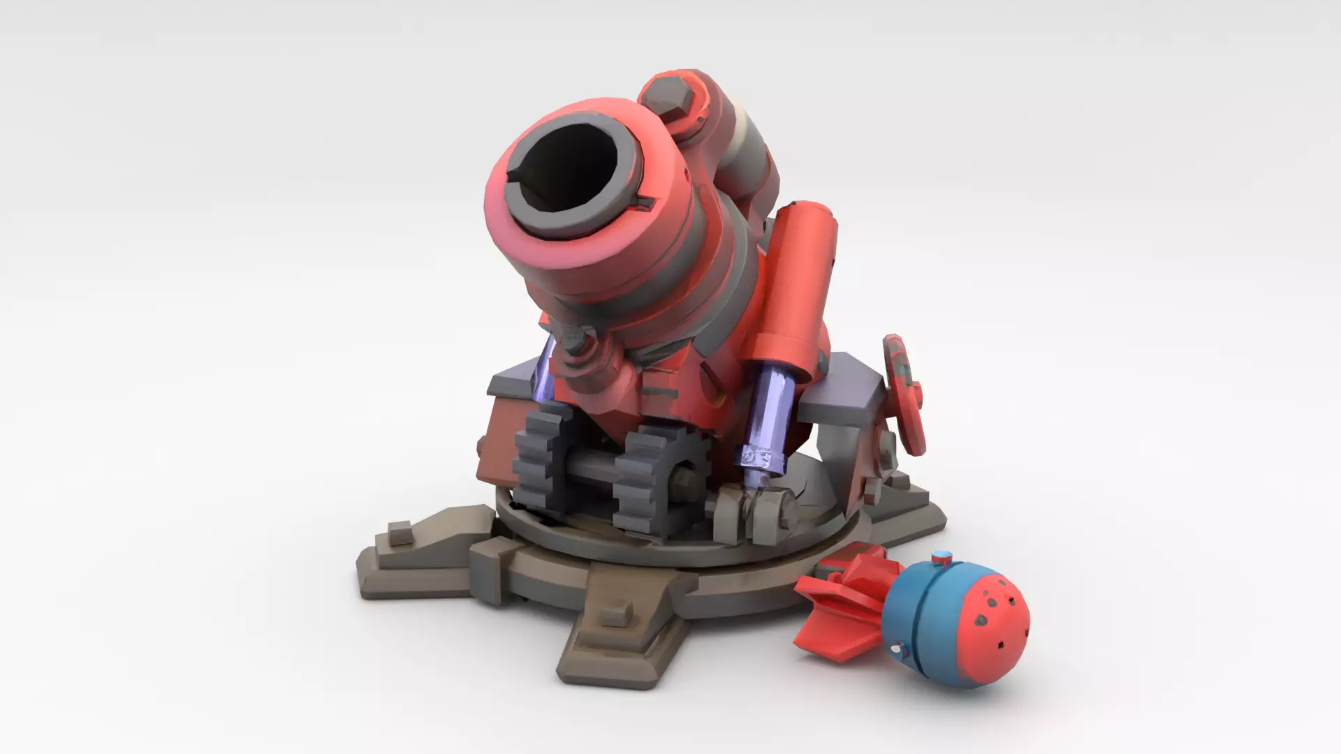 Stylized Low Poly Power Cannon Low-poly 3D model