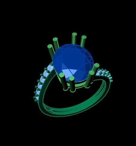 Ruby And Diamonds Ring 3dm render detail 3D print model_12