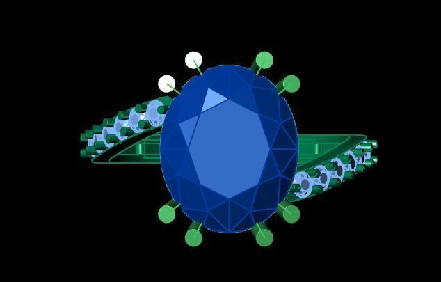 Ruby And Diamonds Ring 3dm render detail 3D print model_13