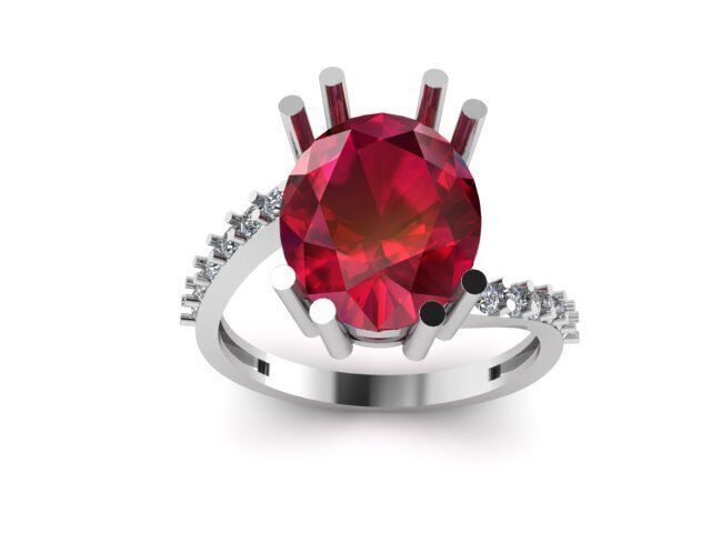 Ruby And Diamonds Ring 3dm render detail 3D print model_1