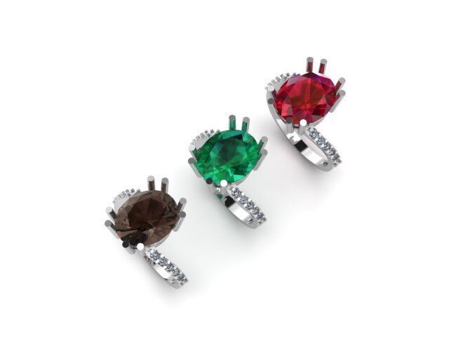 Ruby And Diamonds Ring 3dm render detail 3D print model_7