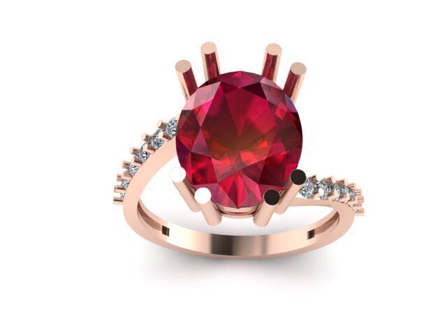 Ruby And Diamonds Ring 3dm render detail 3D print model_2