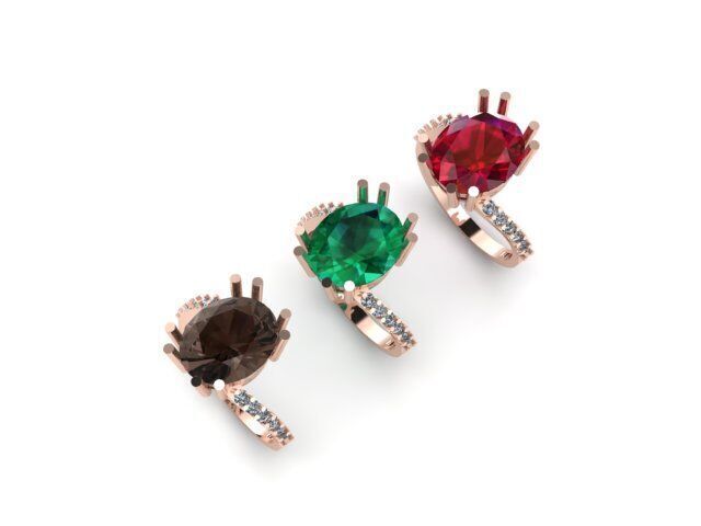 Ruby And Diamonds Ring 3dm render detail 3D print model_8