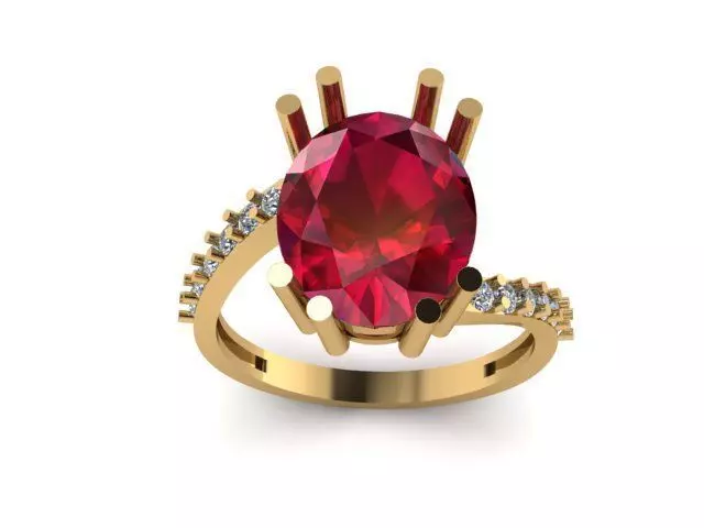 Ruby And Diamonds Ring 3dm render detail 3D print model_0