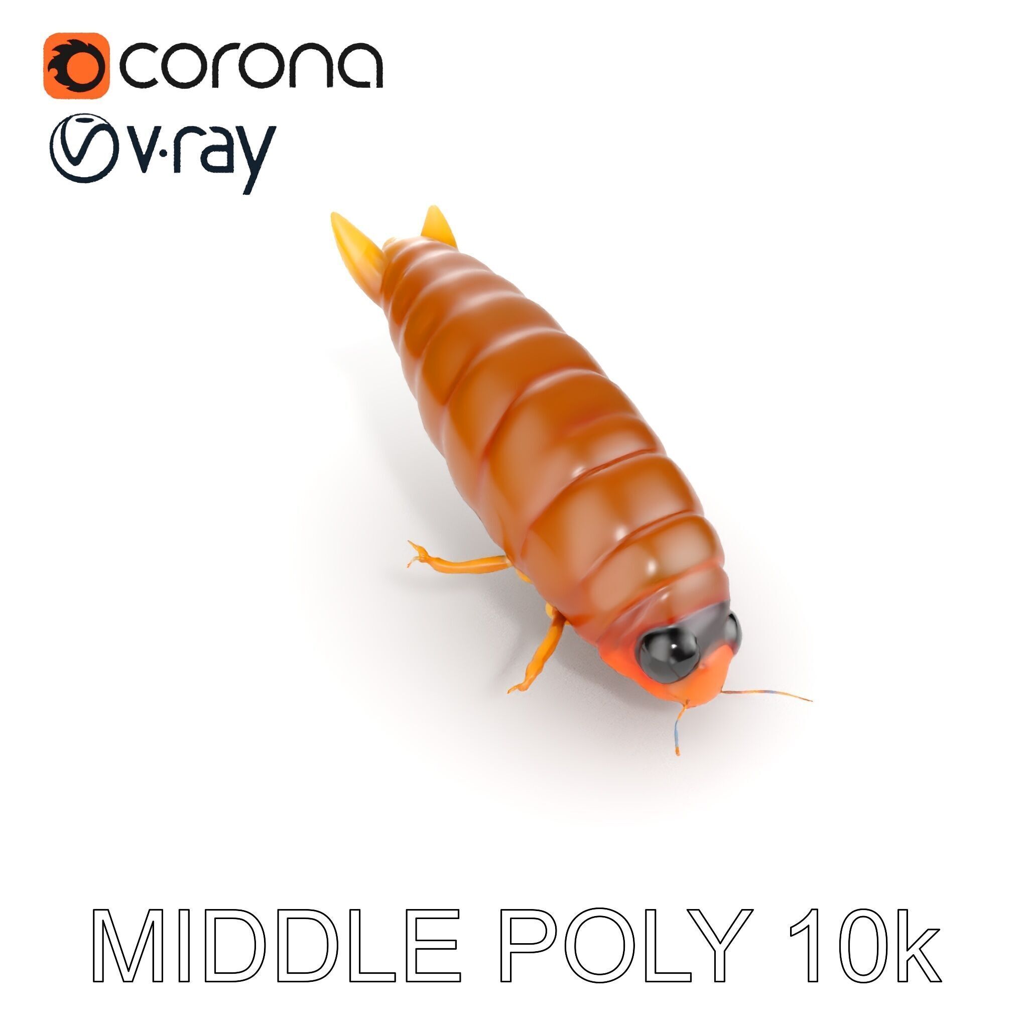 Insect Larva D Model Pack for Visualization and Games Low-poly 3D model_17