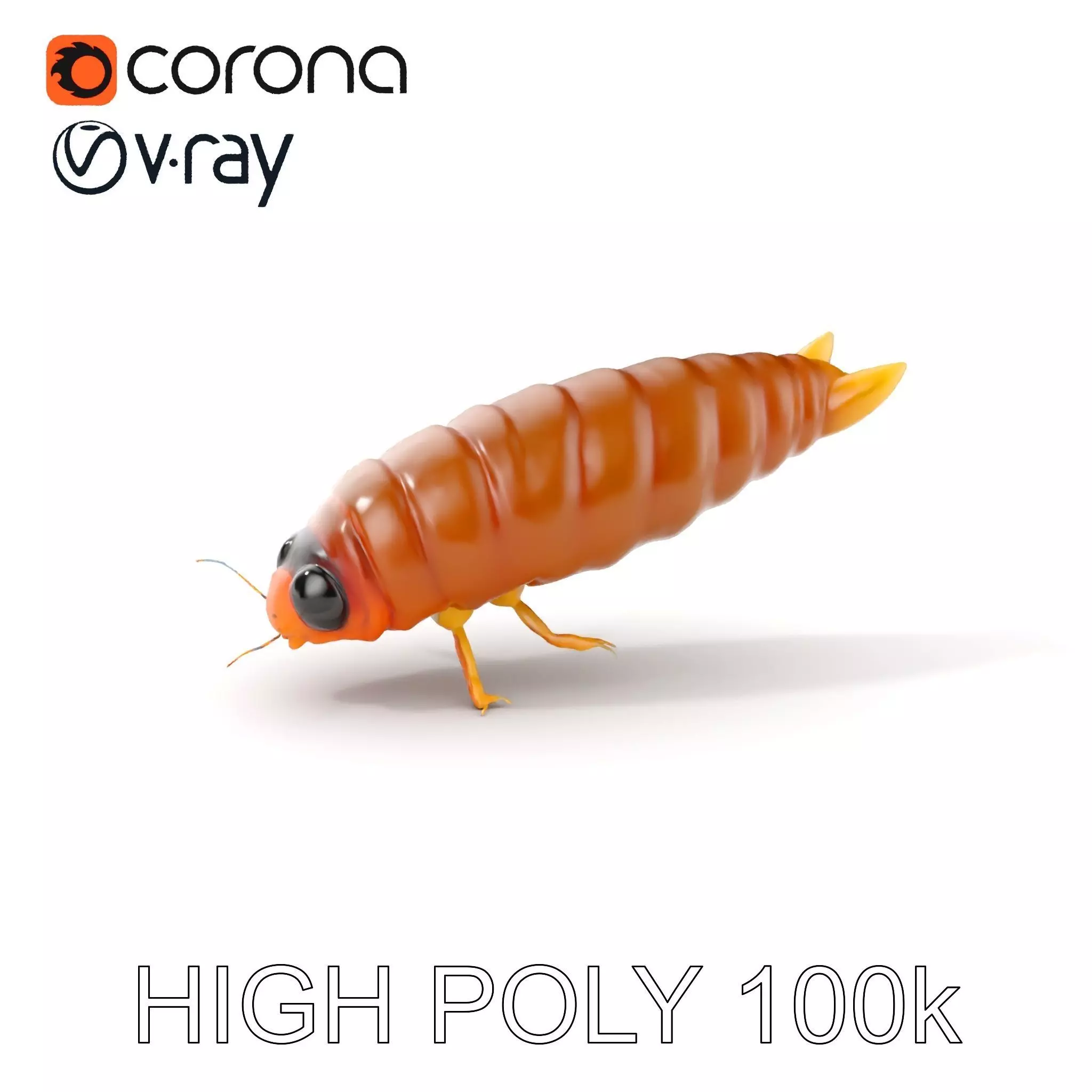 Insect Larva D Model Pack for Visualization and Games Low-poly 3D model_0