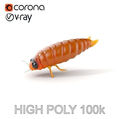 Insect Larva D Model Pack for Visualization and Games Low-poly 3D model