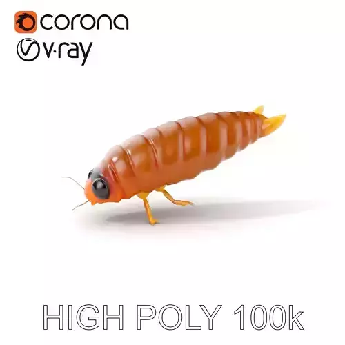 Insect Larva D Model Pack for Visualization and Games Low-poly 3D model