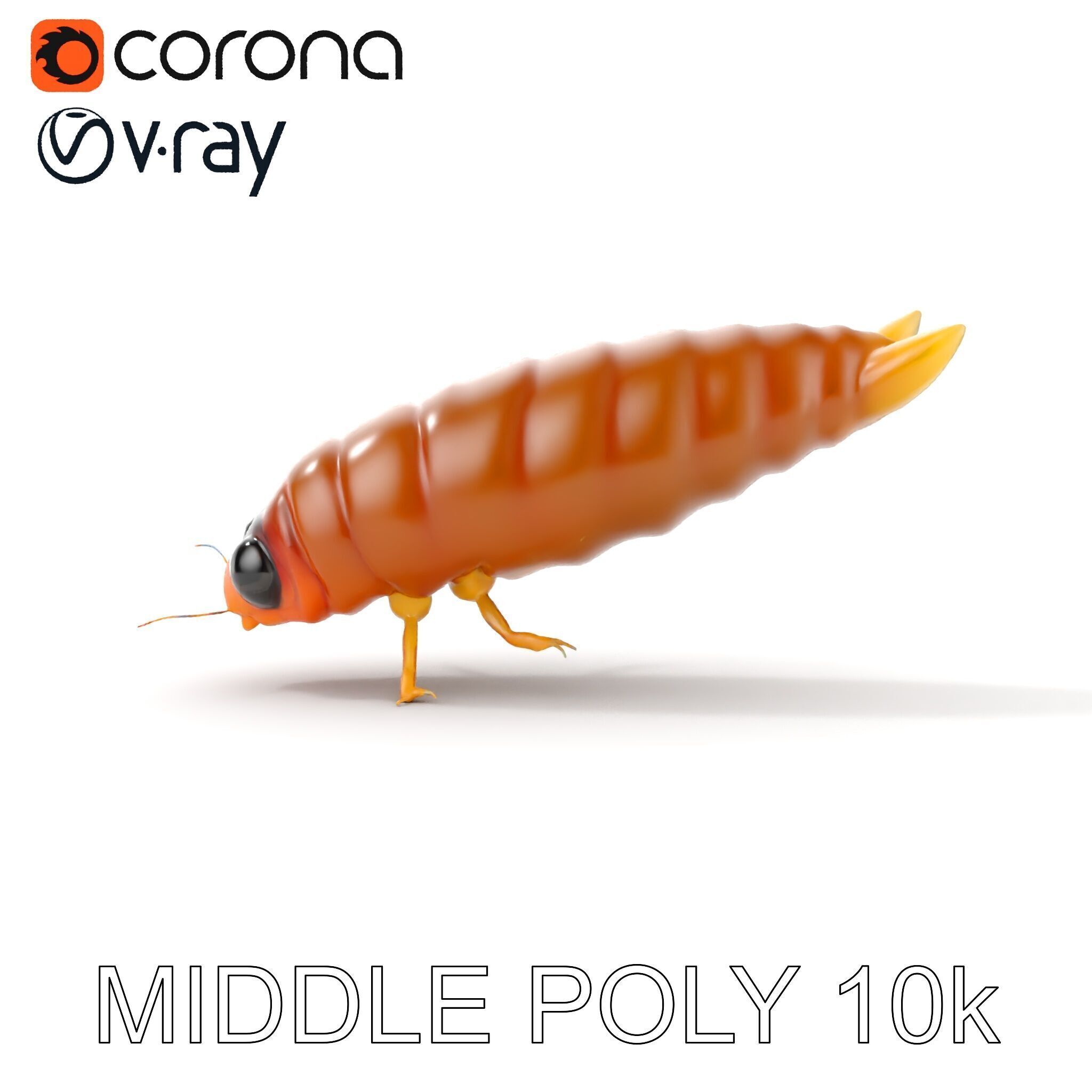 Insect Larva D Model Pack for Visualization and Games Low-poly 3D model_31