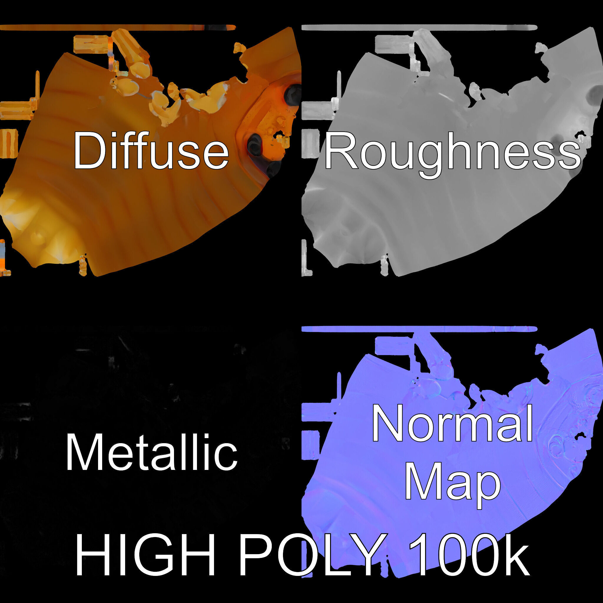 Insect Larva D Model Pack for Visualization and Games Low-poly 3D model_4