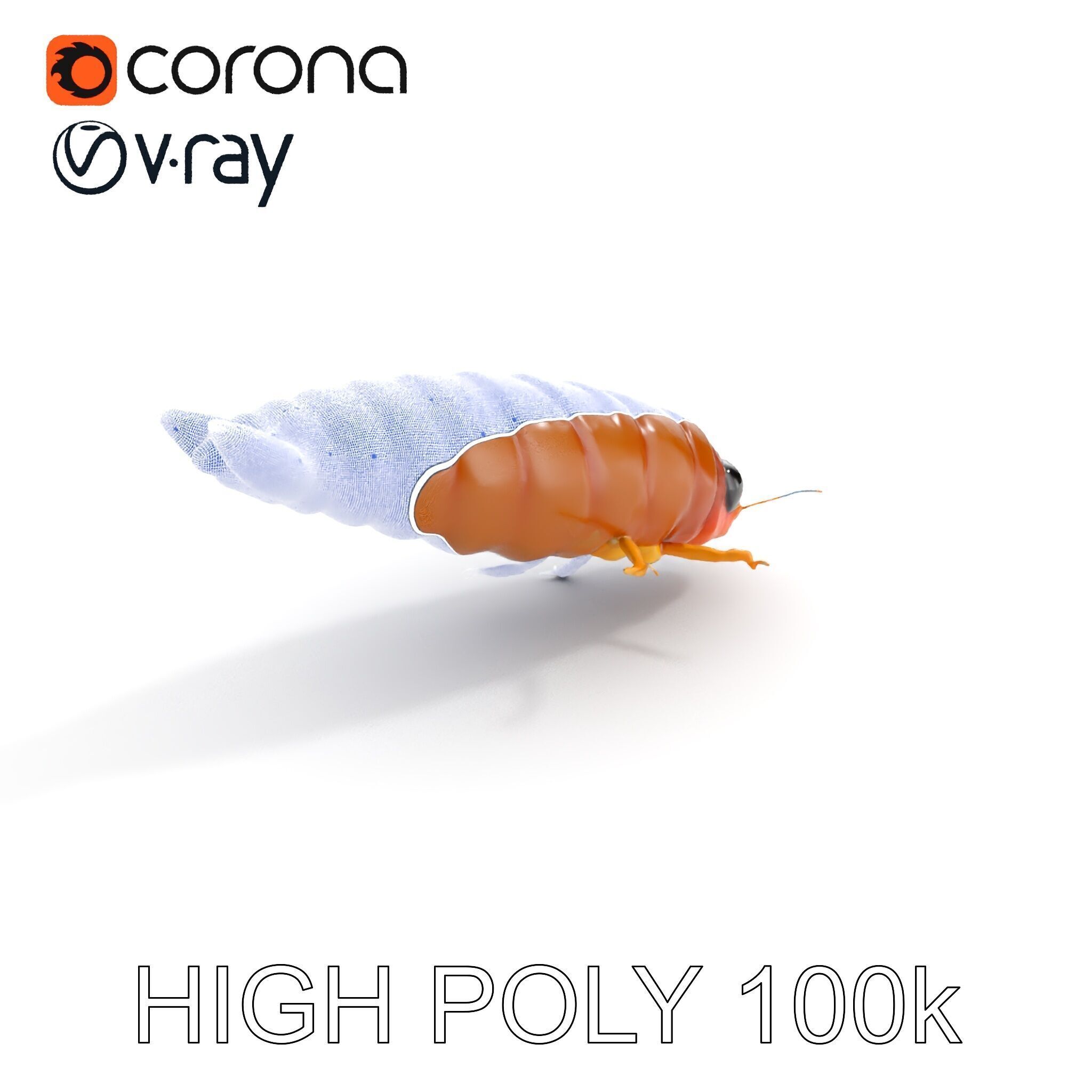 Insect Larva D Model Pack for Visualization and Games Low-poly 3D model_36