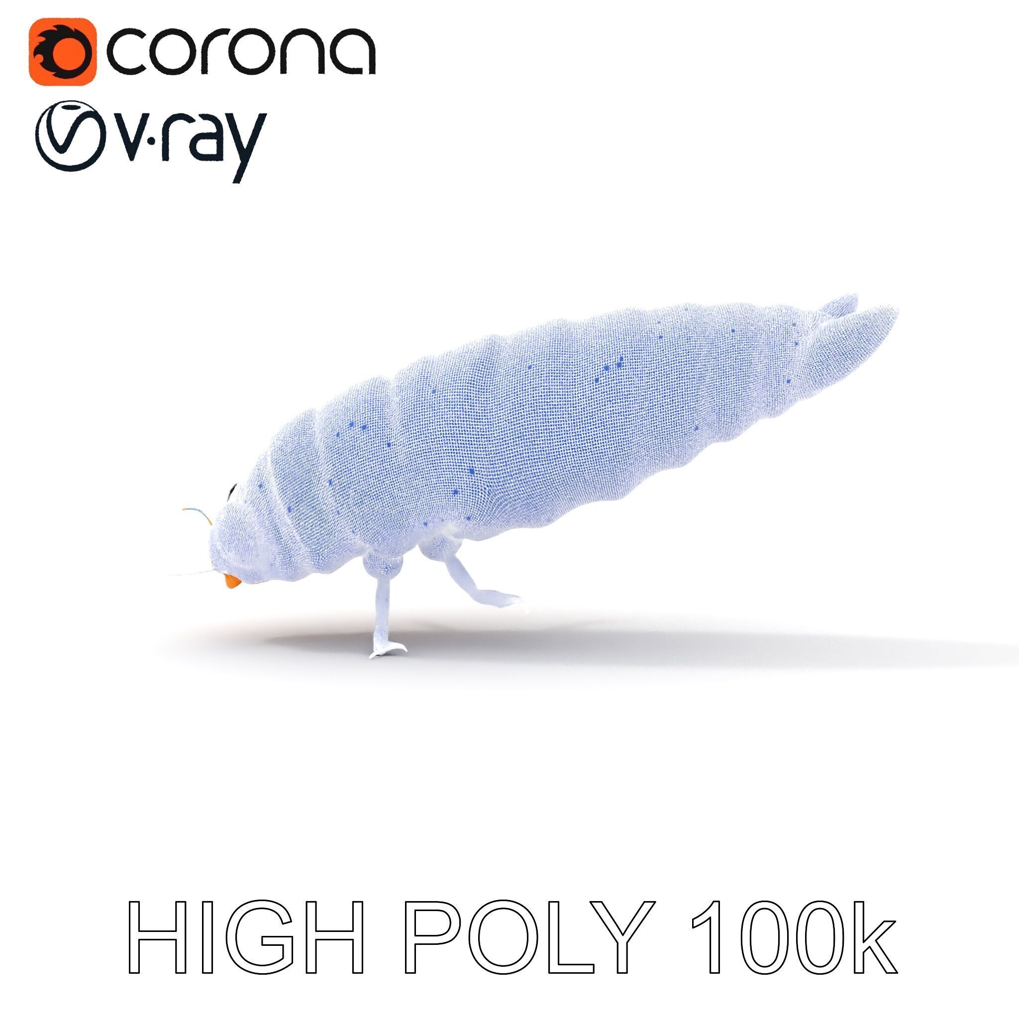 Insect Larva D Model Pack for Visualization and Games Low-poly 3D model_33