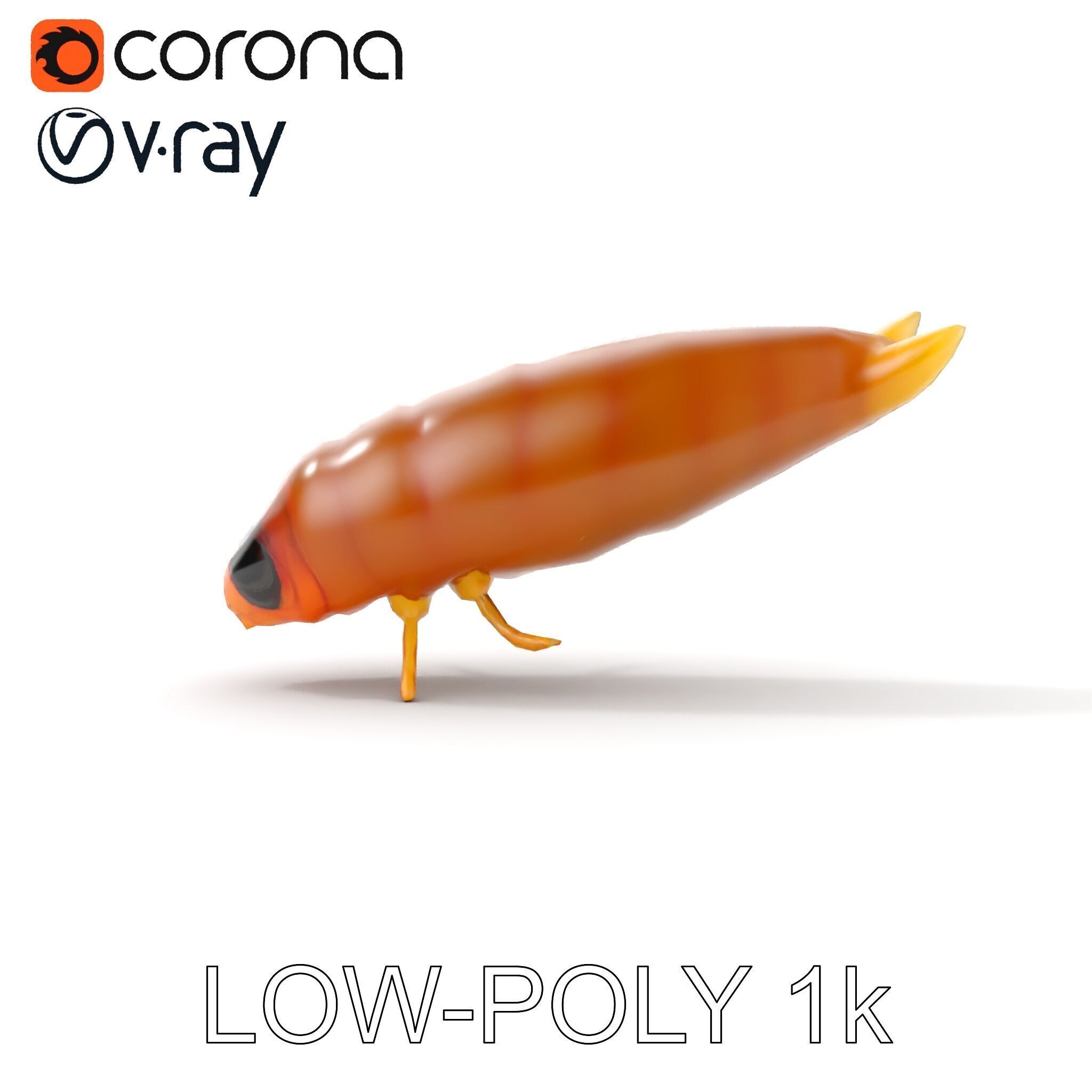 Insect Larva D Model Pack for Visualization and Games Low-poly 3D model_13