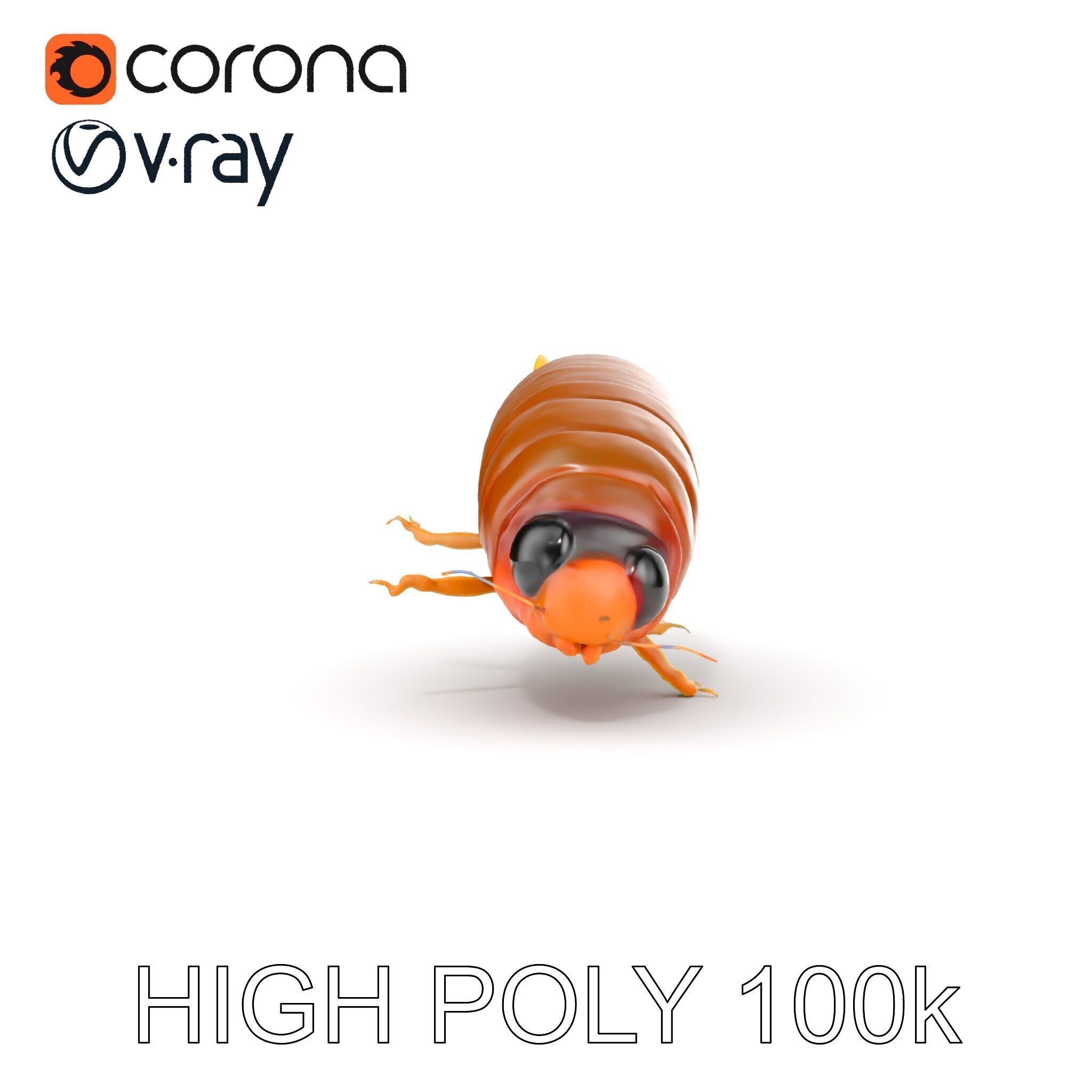 Insect Larva D Model Pack for Visualization and Games Low-poly 3D model_19