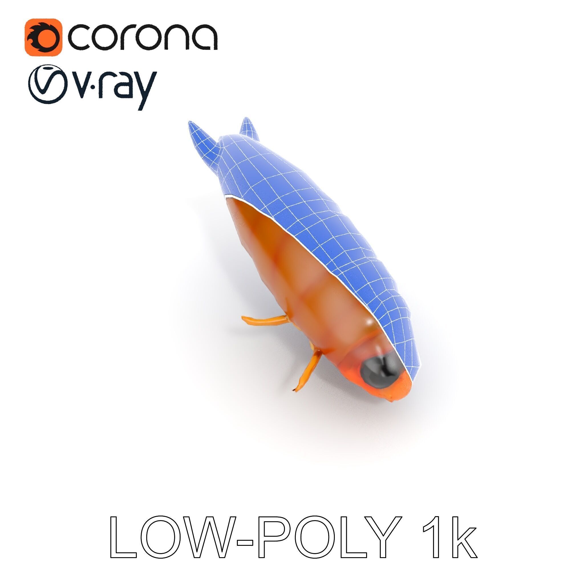Insect Larva D Model Pack for Visualization and Games Low-poly 3D model_26