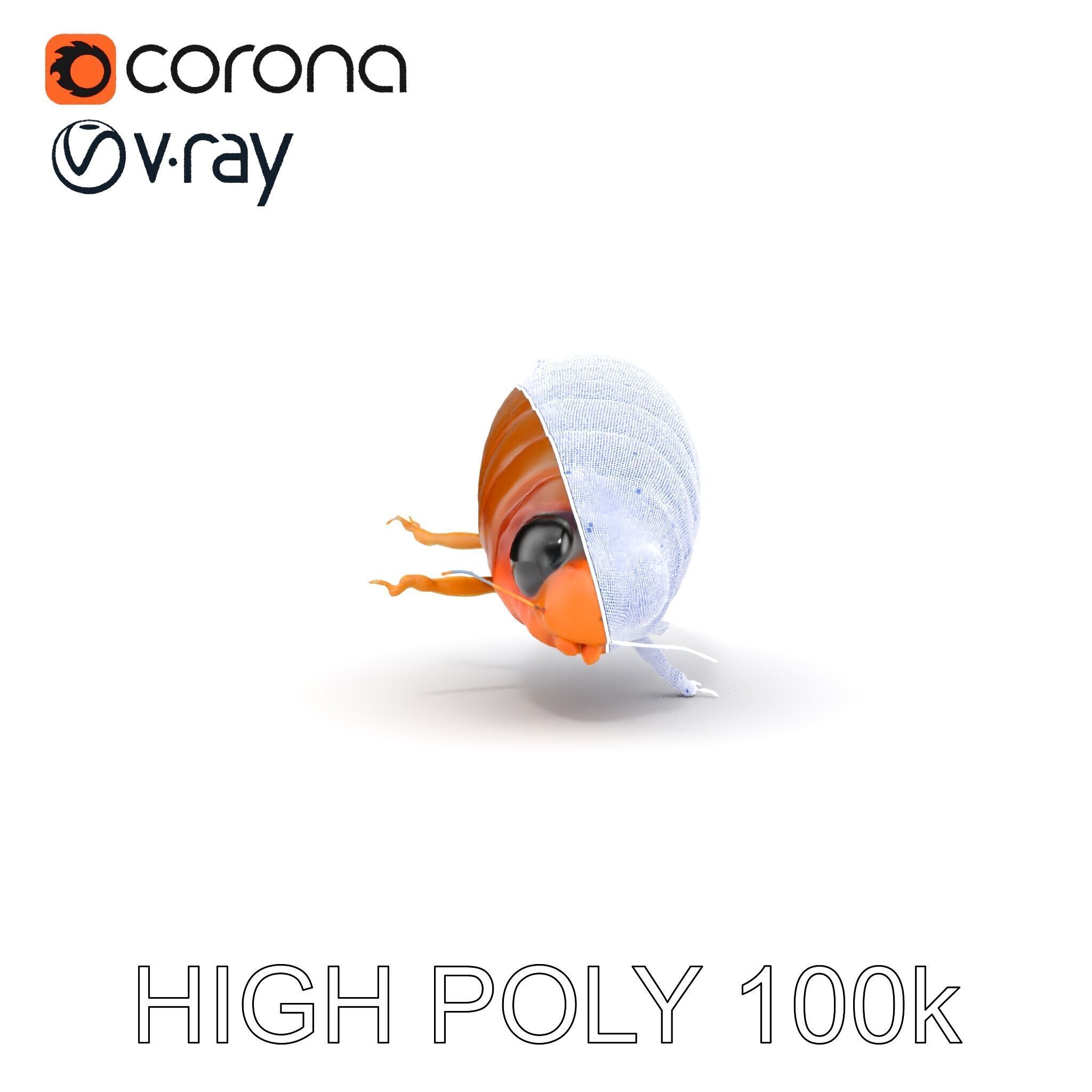 Insect Larva D Model Pack for Visualization and Games Low-poly 3D model_30