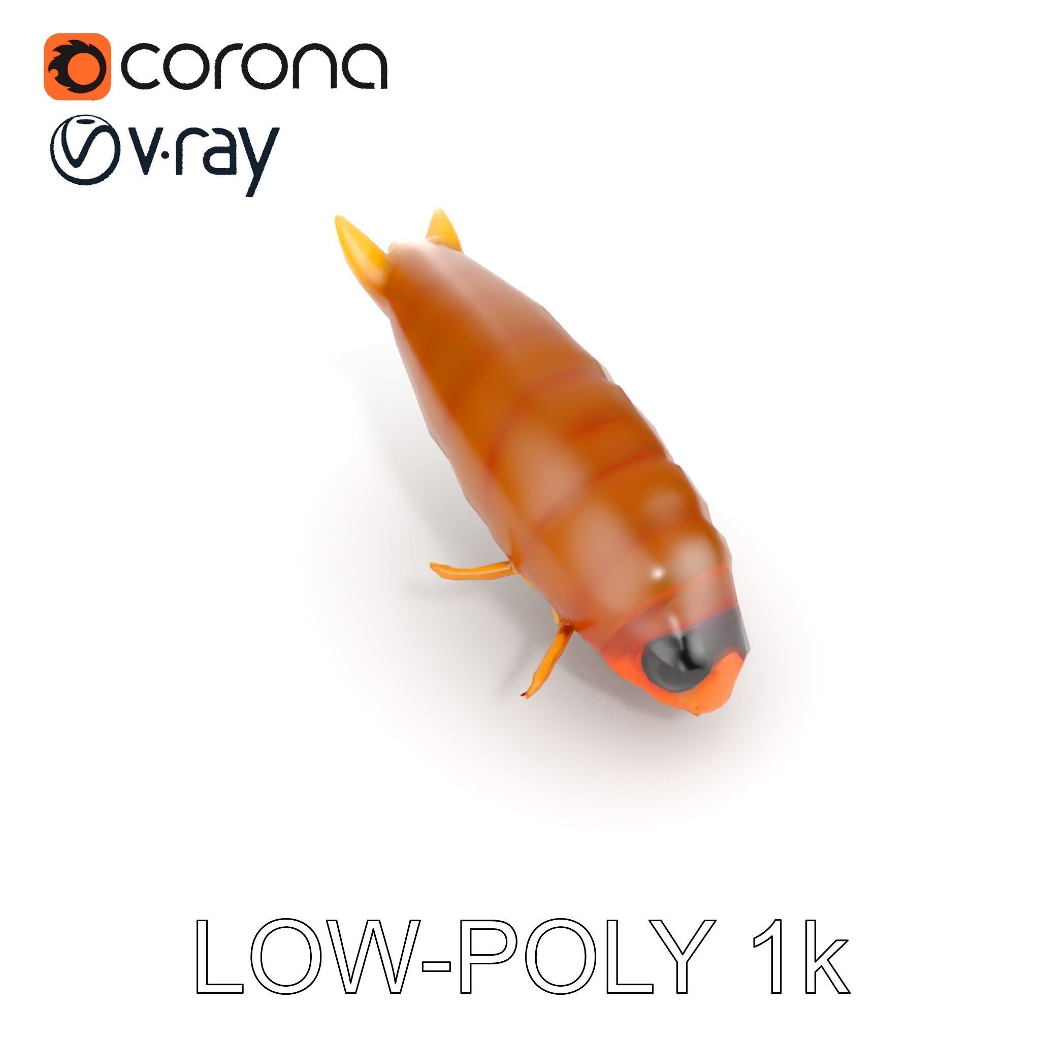 Insect Larva D Model Pack for Visualization and Games Low-poly 3D model_16