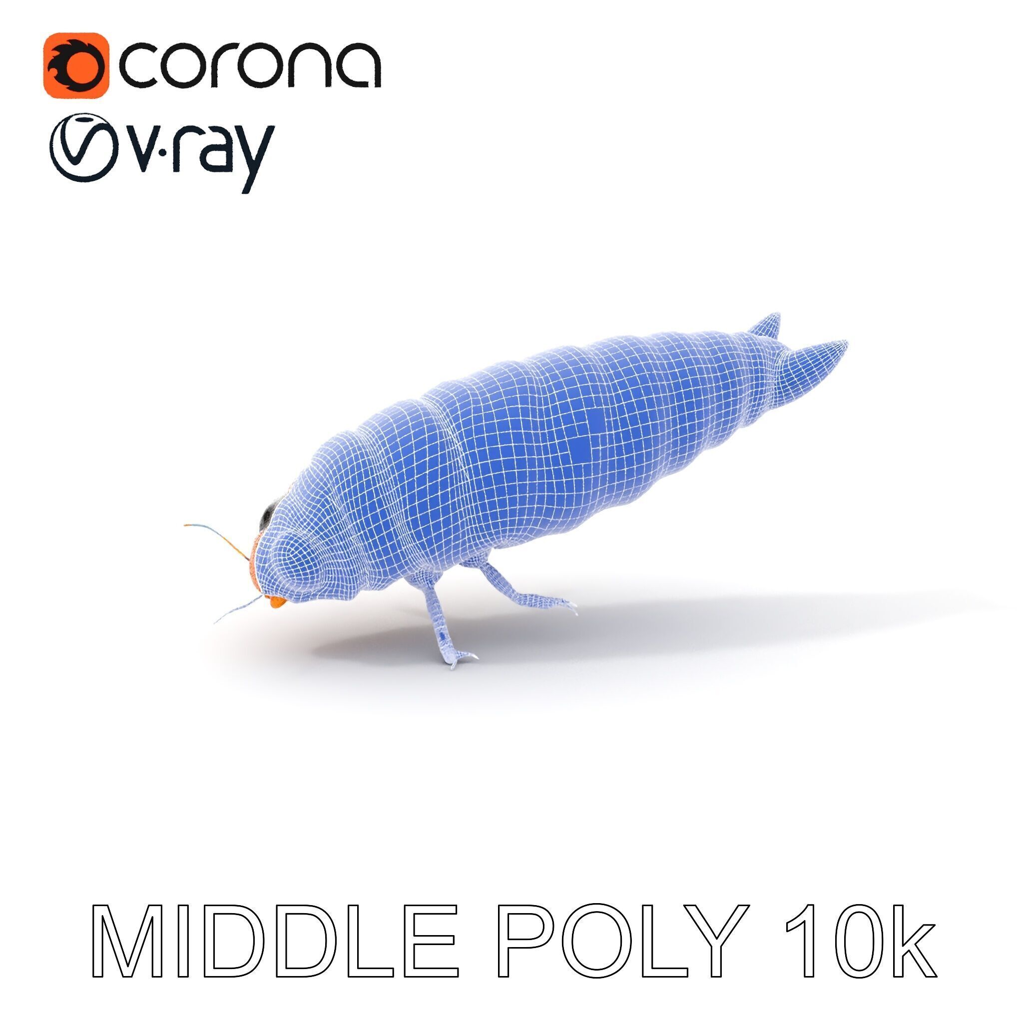 Insect Larva D Model Pack for Visualization and Games Low-poly 3D model_15
