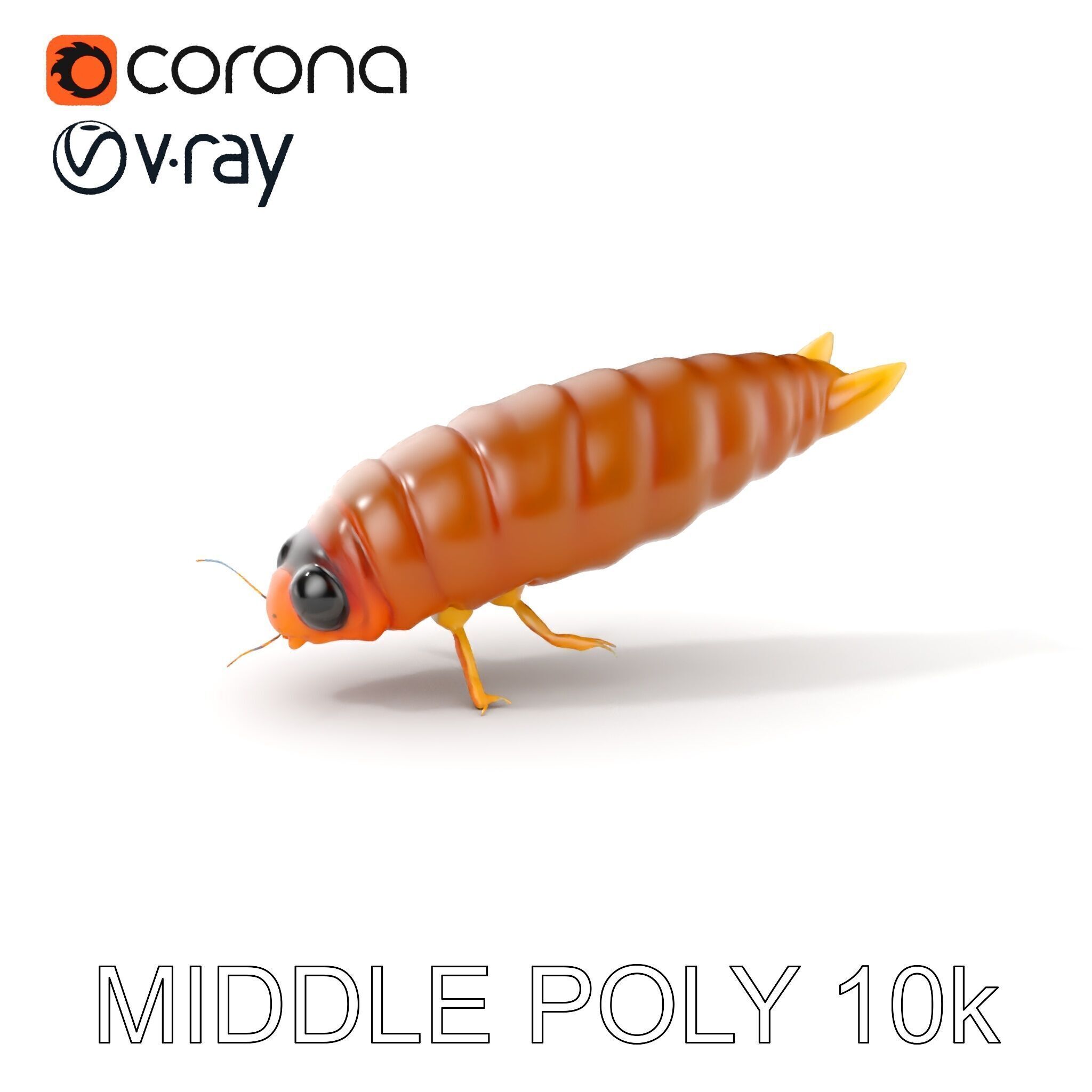Insect Larva D Model Pack for Visualization and Games Low-poly 3D model_9