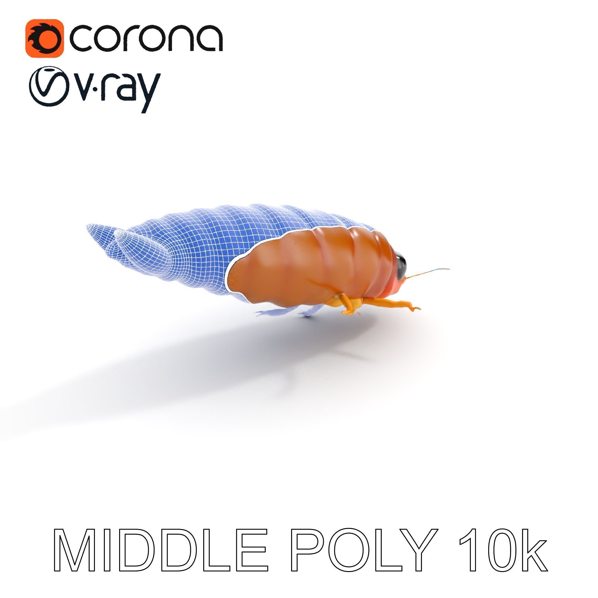 Insect Larva D Model Pack for Visualization and Games Low-poly 3D model_12