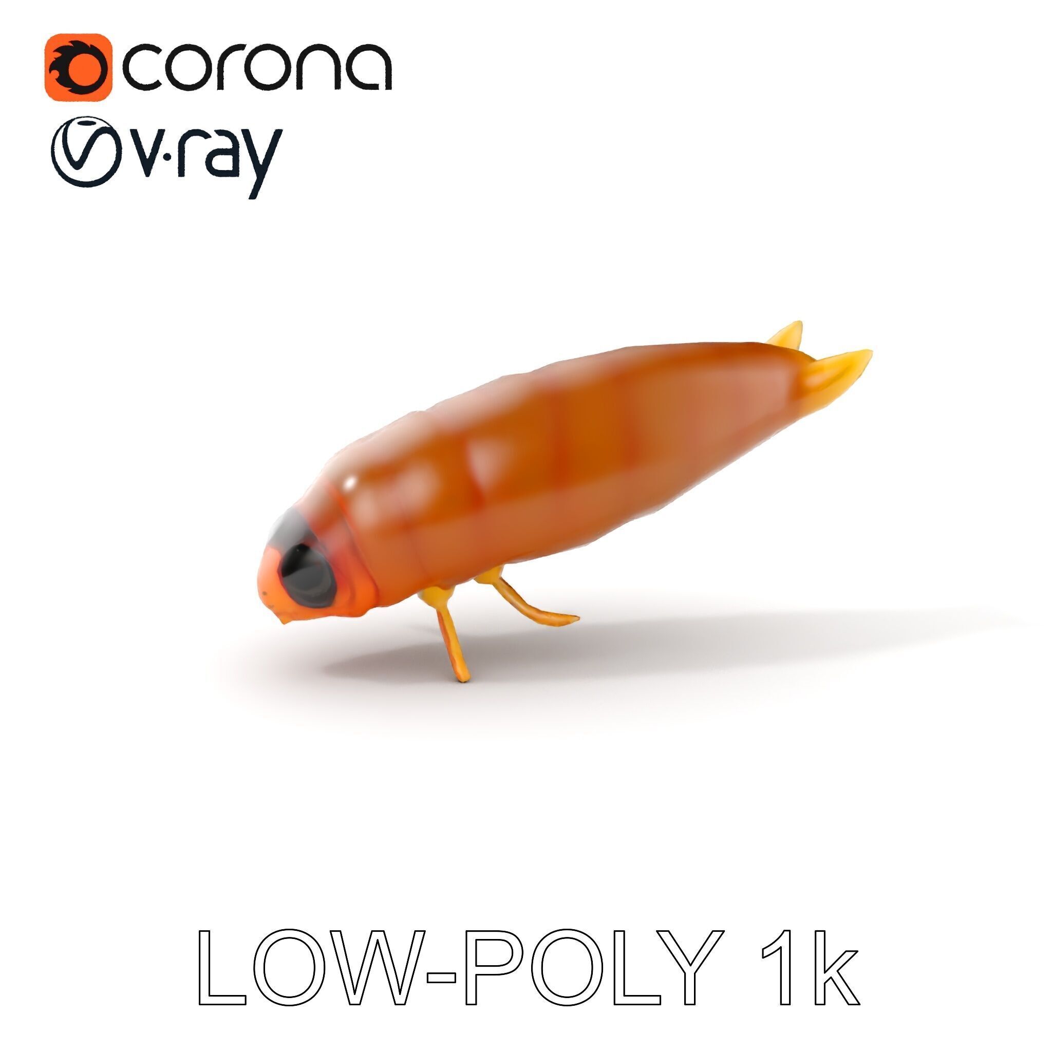 Insect Larva D Model Pack for Visualization and Games Low-poly 3D model_8