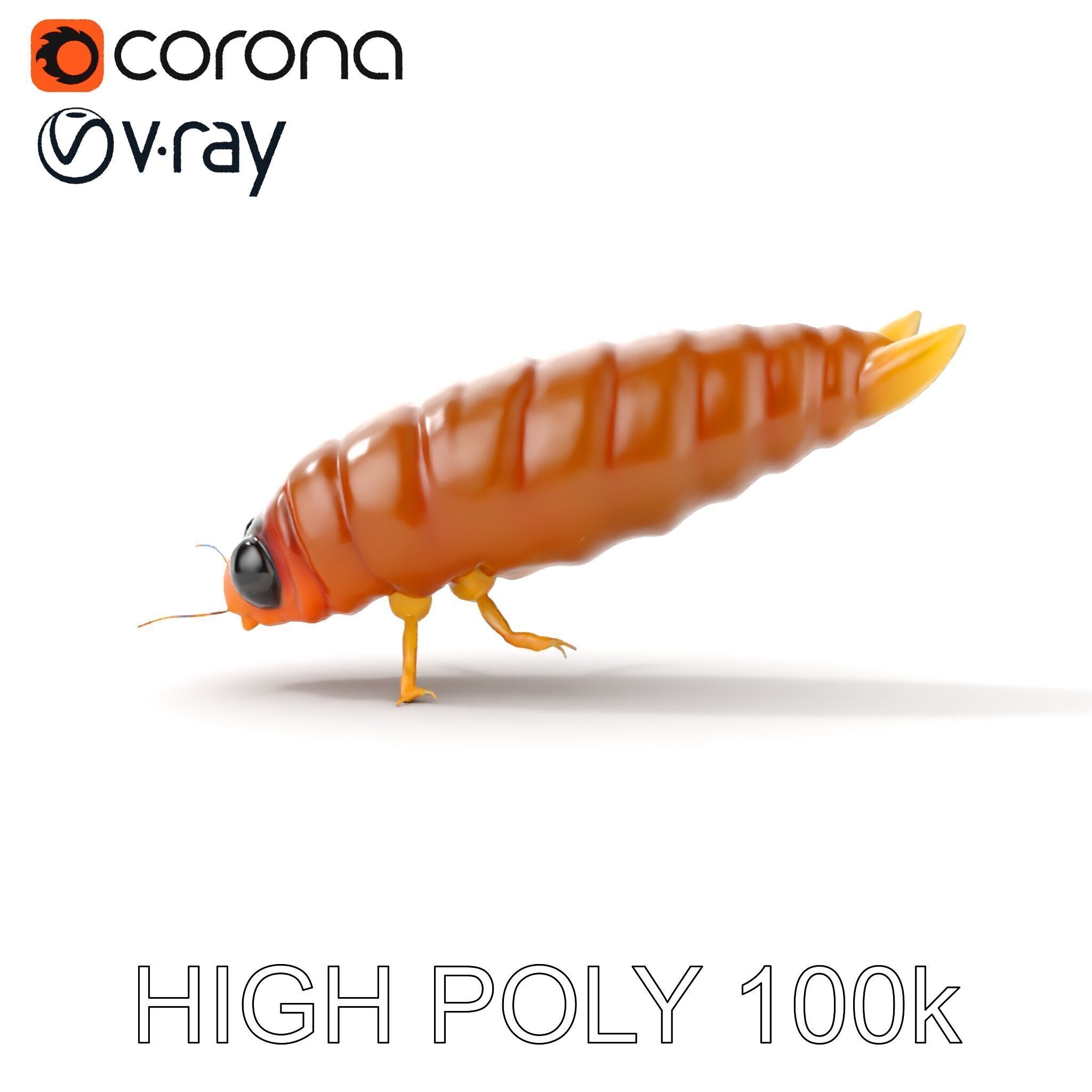 Insect Larva D Model Pack for Visualization and Games Low-poly 3D model_11