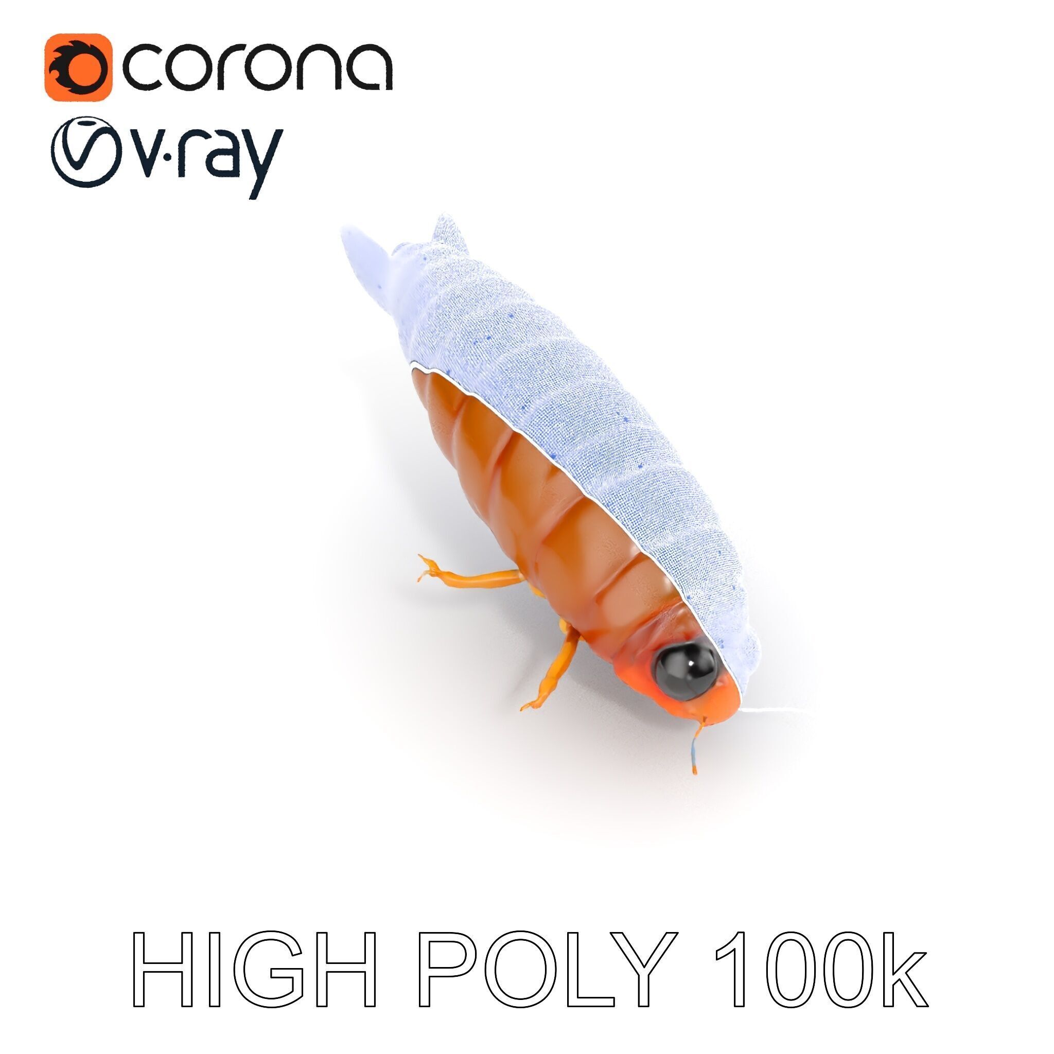 Insect Larva D Model Pack for Visualization and Games Low-poly 3D model_27
