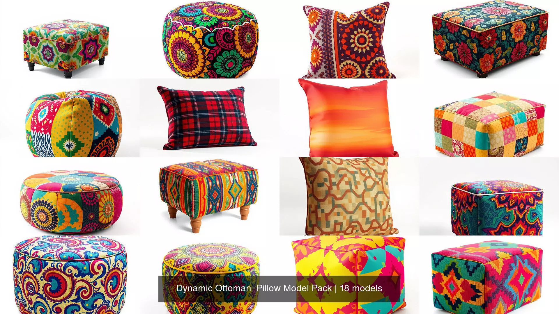 Dynamic Ottoman  Pillow Model Pack 3D Model Collection_0