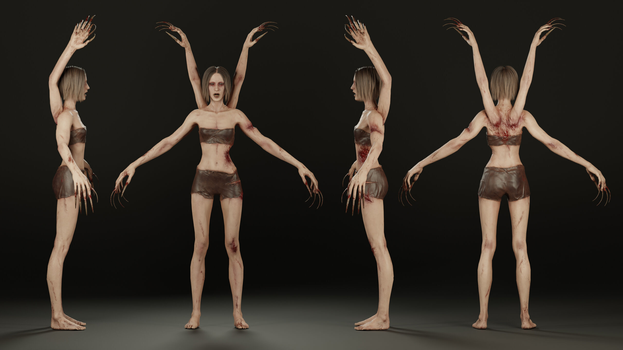 Four Armed Mutant Low-poly 3D model_2